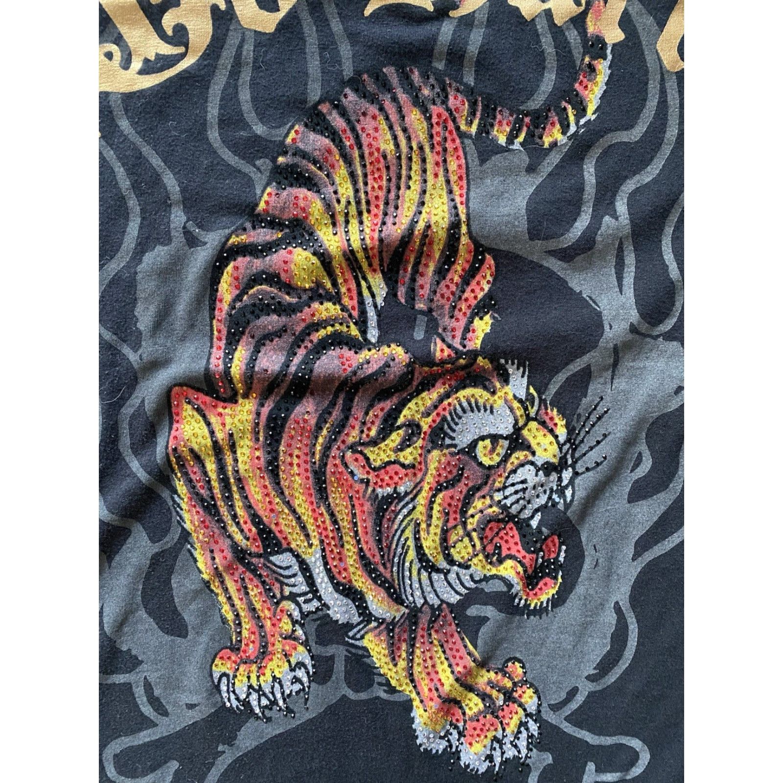 Ed Hardy Ed Hardy Men’s T-Shirt XL Black Short Sleeve Rhinestone Tiger Y2K Size US XL / EU 56 / 4 - 2 Thumbnail