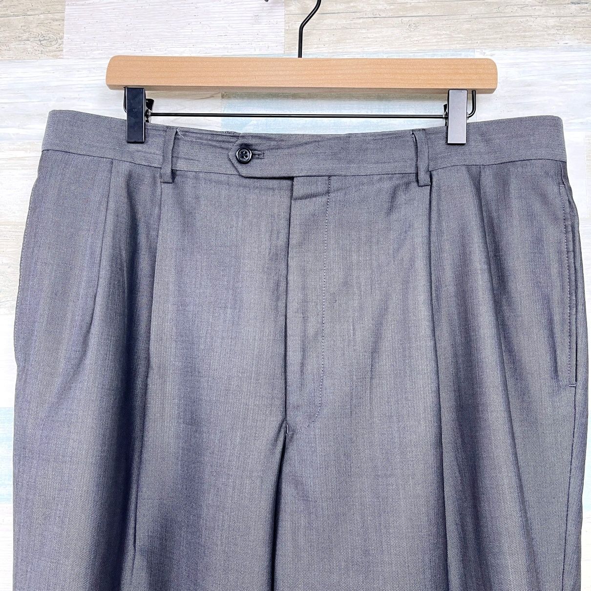 Jos. A. Bank Jos A Bank Wool Sharkskin Suit Gray Mens 43L Jacket 37L Size 42L - 10 Thumbnail