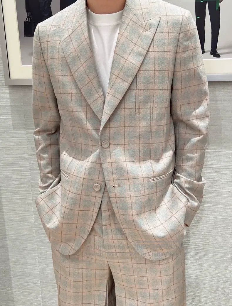 Dior Dior 23fw beige plaid sheep wool suit Size 50R - 9 Thumbnail