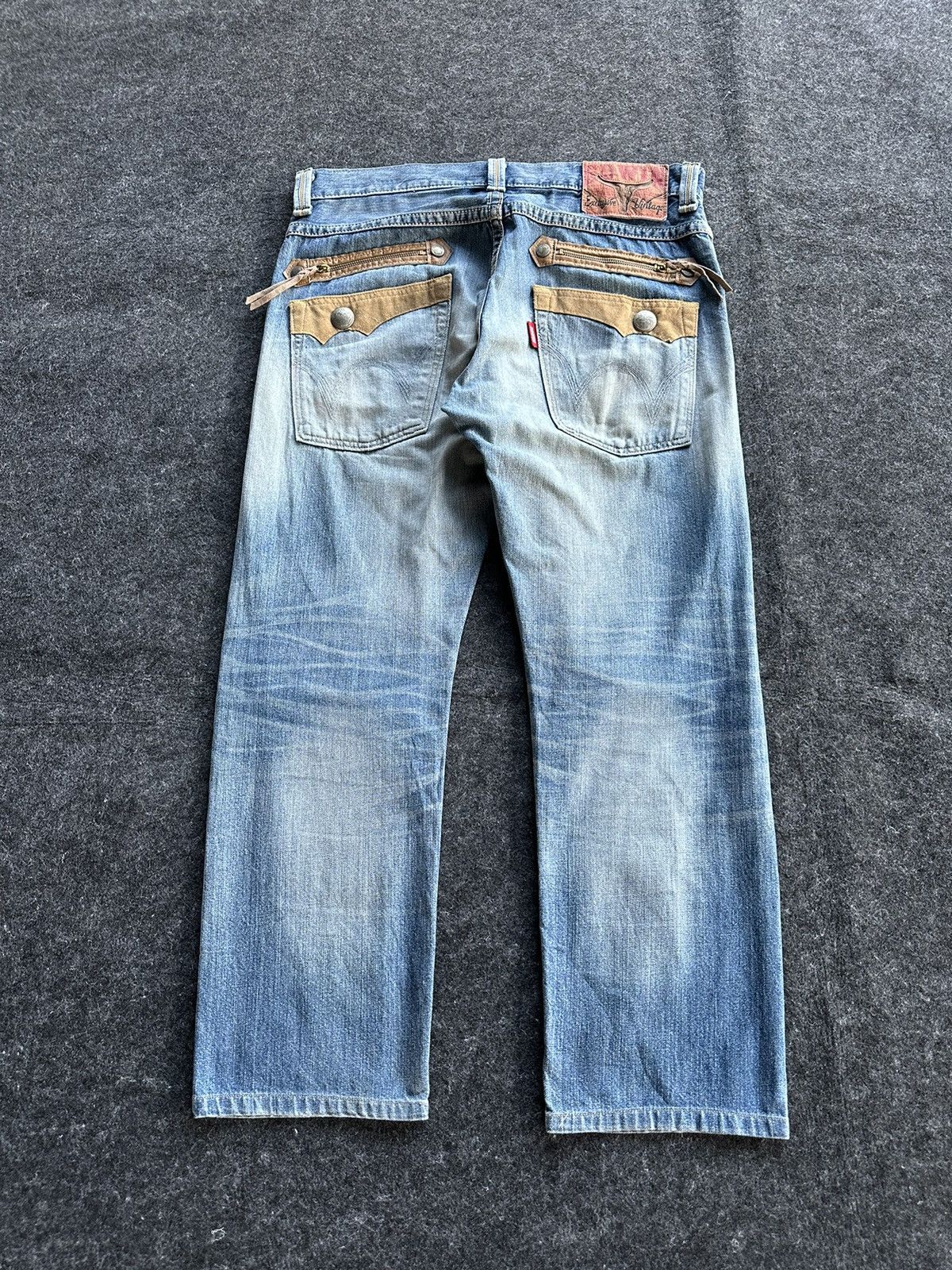 Edwin Vintage Edwin Bulls Head XV Distressed Faded Denim D495 Size US 34 / EU 50 - 4 Thumbnail