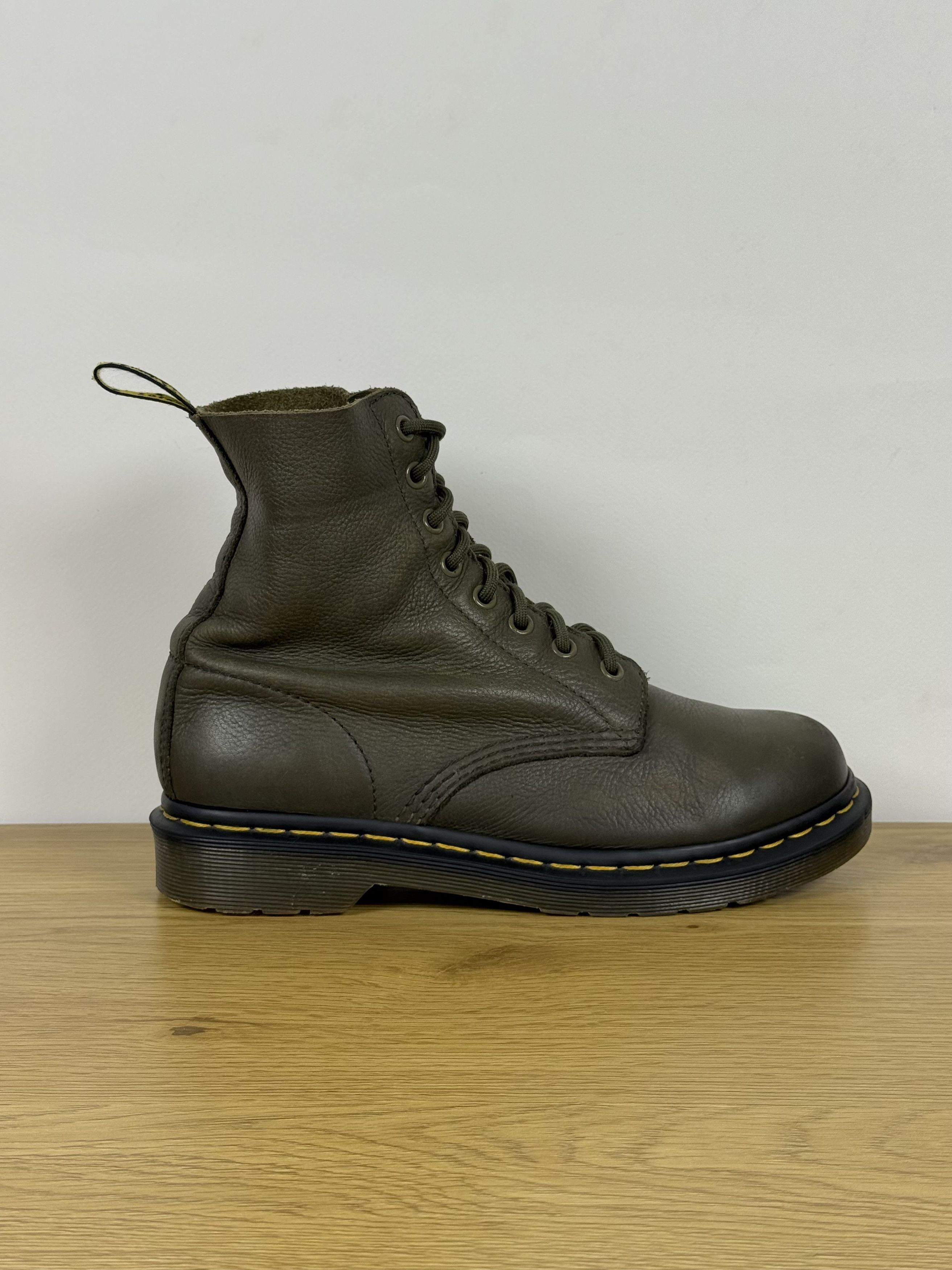 Dr. Martens Women's Dr. Martens 1460 Soft Leather Khaki Boots Size US 9 / IT 39 - 3 Thumbnail