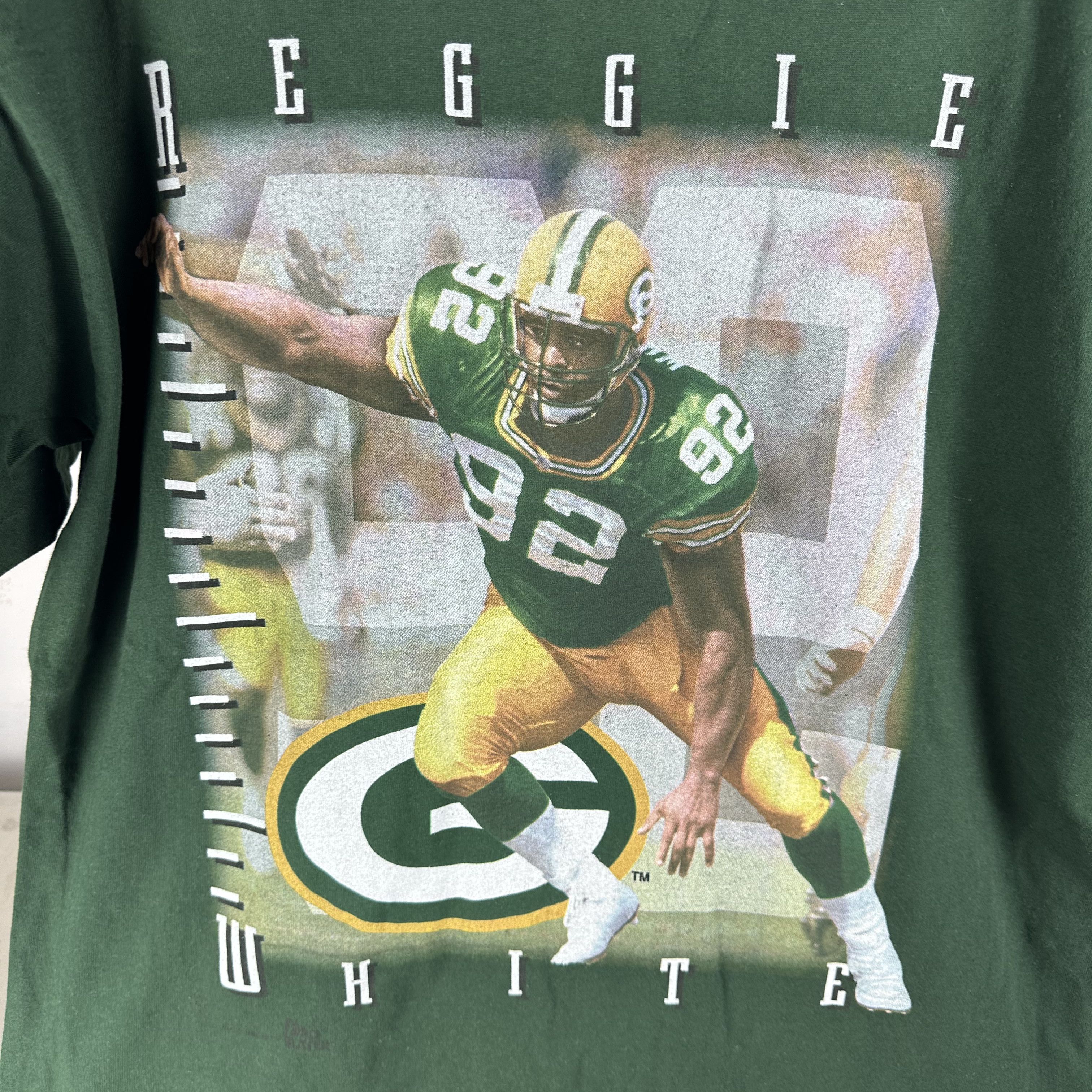 Vintage Vintage 90s Reggie White Green Bay Packers NFL T-Shirt Size US XL / EU 56 / 4 - 2 Thumbnail
