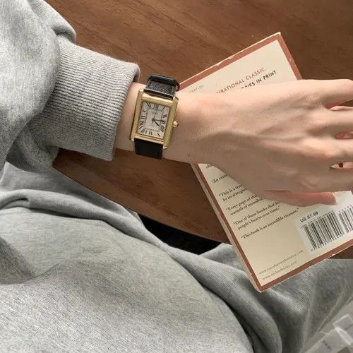 Jewelry Classic Leather Strap Rectangular Watch, Elegant Wristwatch Size ONE SIZE - 1 Thumbnail