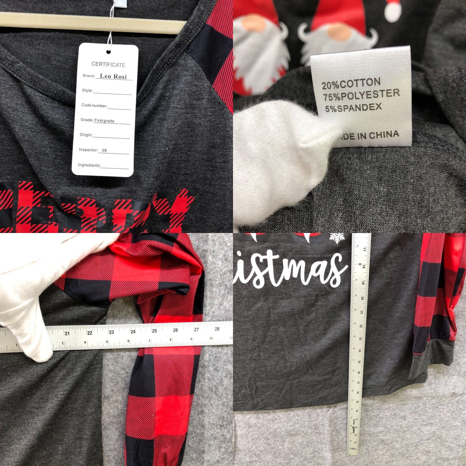 Vintage NWT Leo Rosi Gray Merry Christmas Santa Graphic Lounge Pajama Top XXL Womens Christmas Holiday Shirt Size XXL / US 16-18 / IT 52-54 - 8 Thumbnail