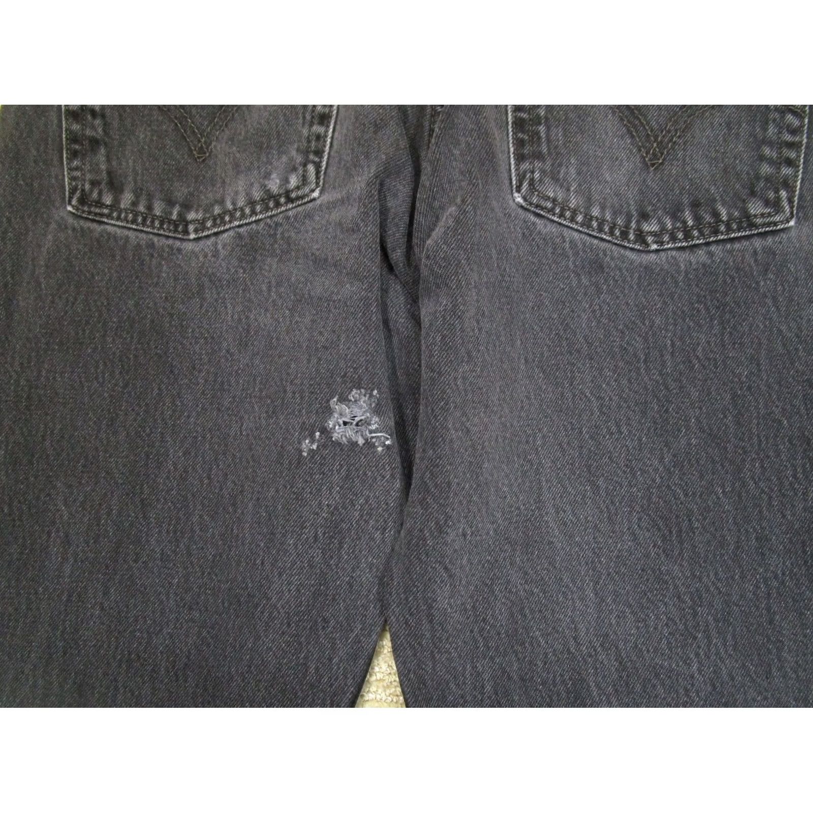 Levi's Levi's 501 Original Fit Jeans Men 33x34 Black Button Fly Distressed Vintage 90s Y2K Rock Logo Finishes Size US 33 - 6 Thumbnail