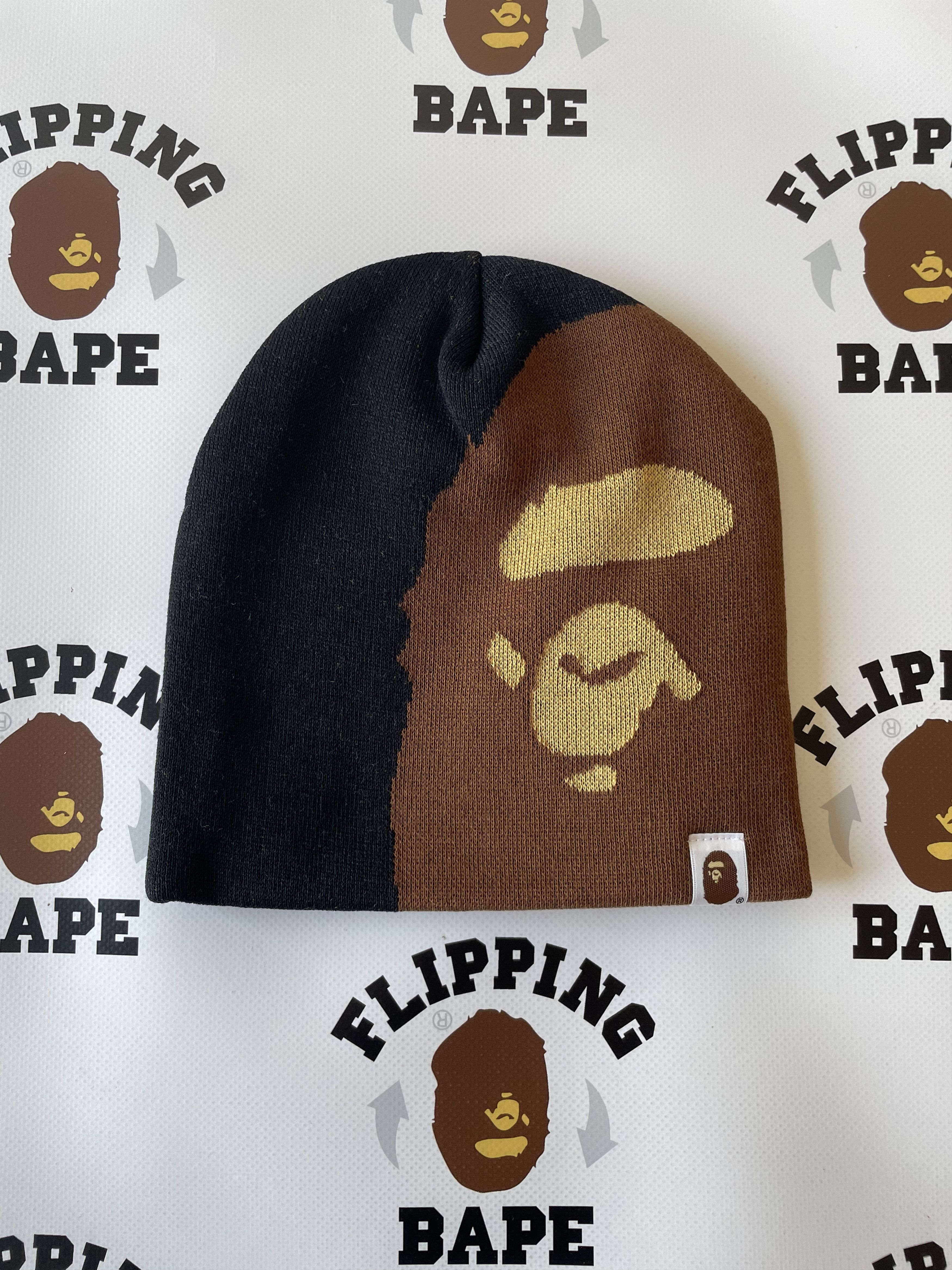 image of Bape Ape Head Knit Cap in Black, Men's