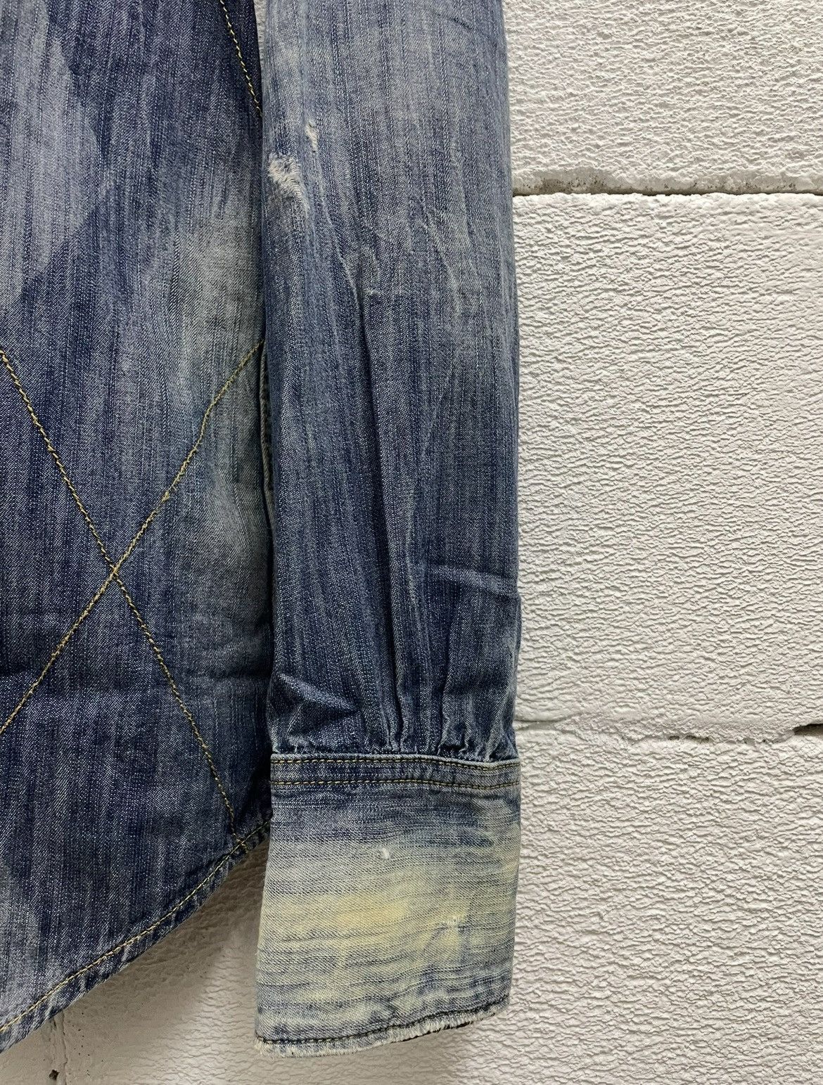 Dsquared2 Rare DSQUARED Denim Shirt Distressed Bleached Argyle Pattern Size M / US 6-8 / IT 42-44 - 6 Thumbnail