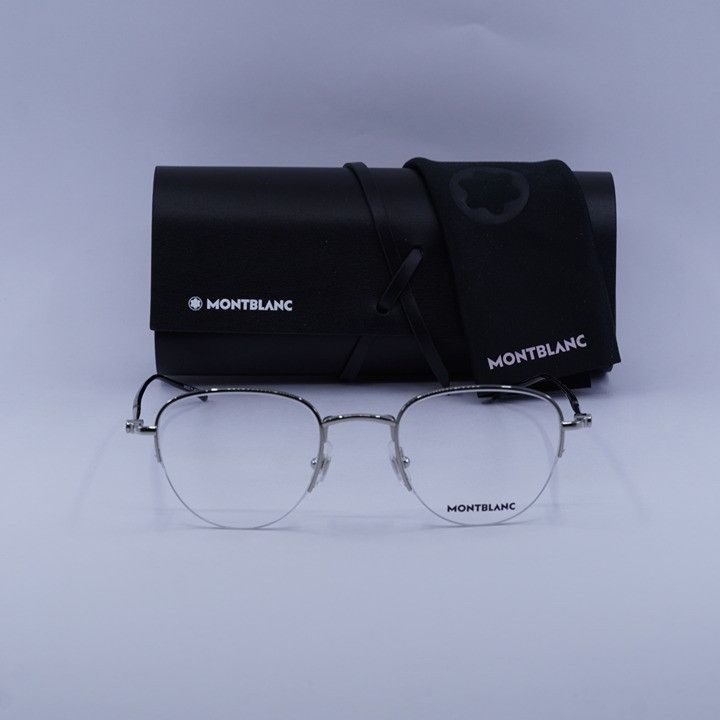 Montblanc Montblanc MB0129O 001 Eyeglasses Silver 49mm Geometric Frame Size ONE SIZE - 12 Thumbnail