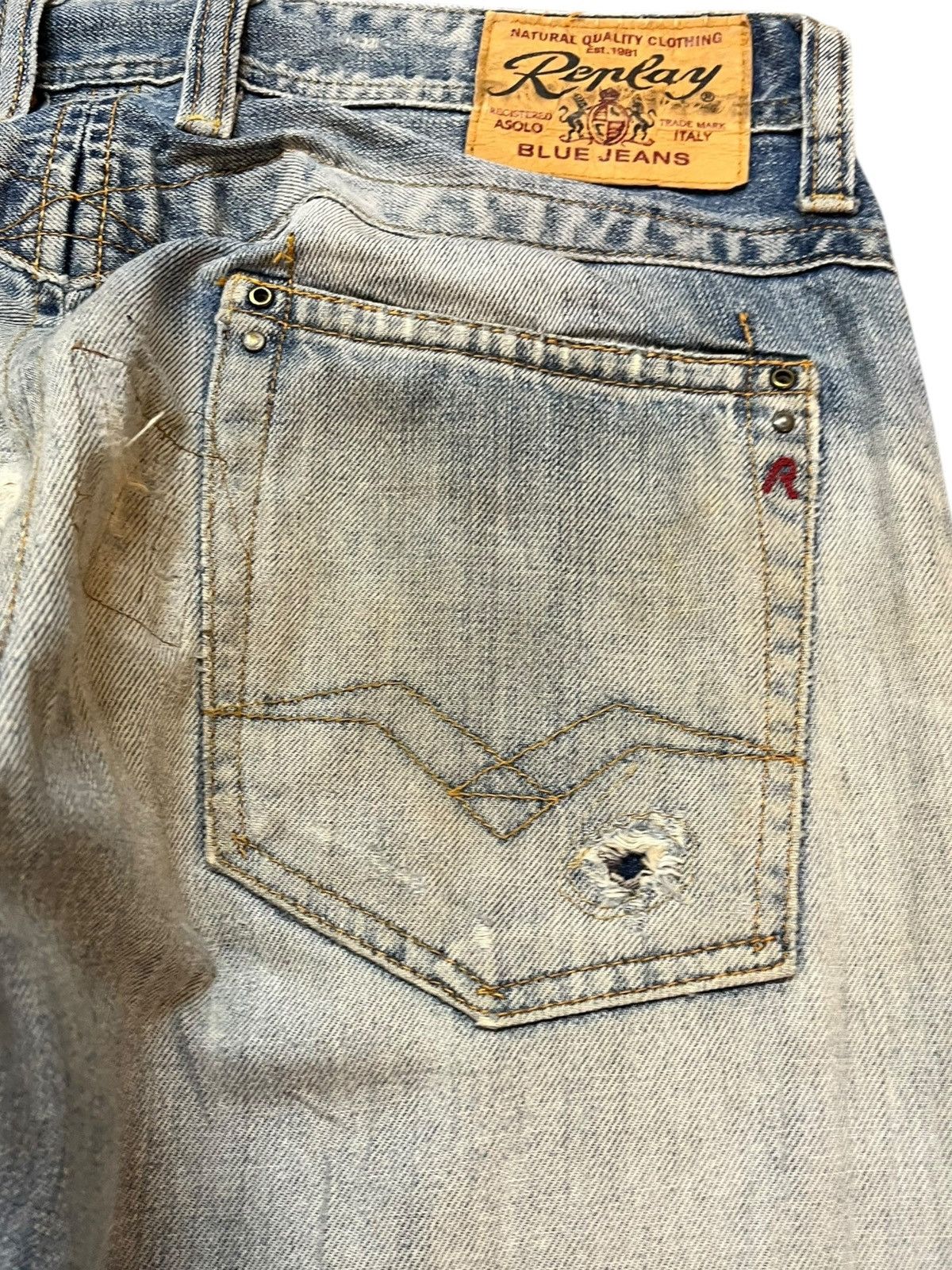 Replay Vintage Replay Newdoc Ripped Patches Distressed Denim Size US 33 - 7 Thumbnail