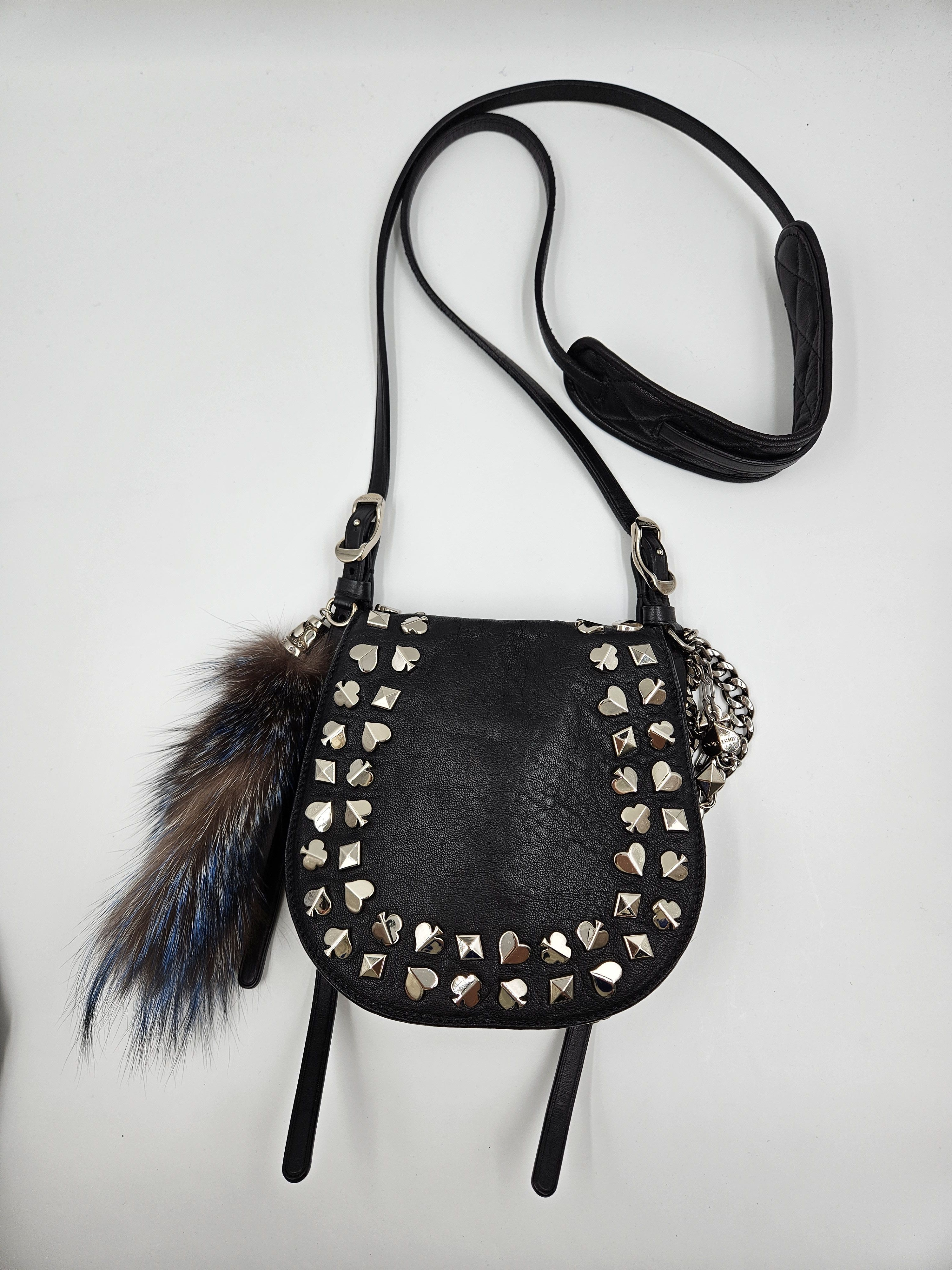 Jimmy Choo Black Leather Studded Card Suit Crossbody Bag Size ONE SIZE - 1 Thumbnail
