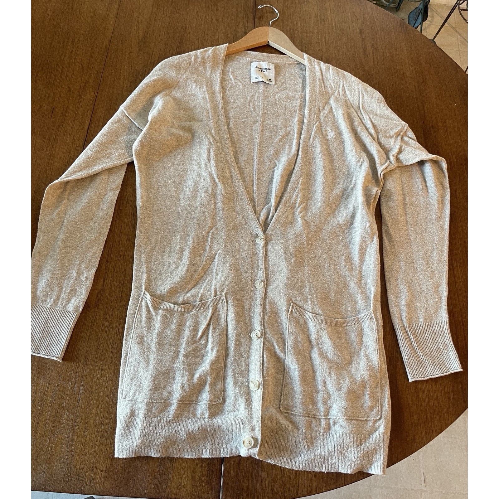 Abercrombie & Fitch Abercrombie & Fitch Beige Long Oversize Cardigan Sweater S Size S / US 4 / IT 40 - 2 Thumbnail