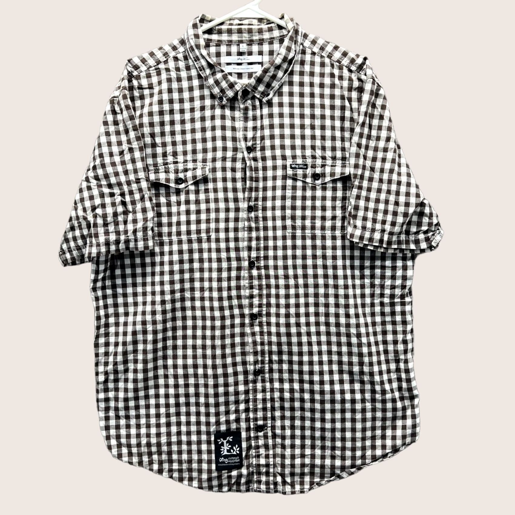 Vintage LRG Shirt Mens XL Brown White Gingham Checkered Button-Down Cotton Patch Casual Size US XL / EU 56 / 4 - 1 Thumbnail