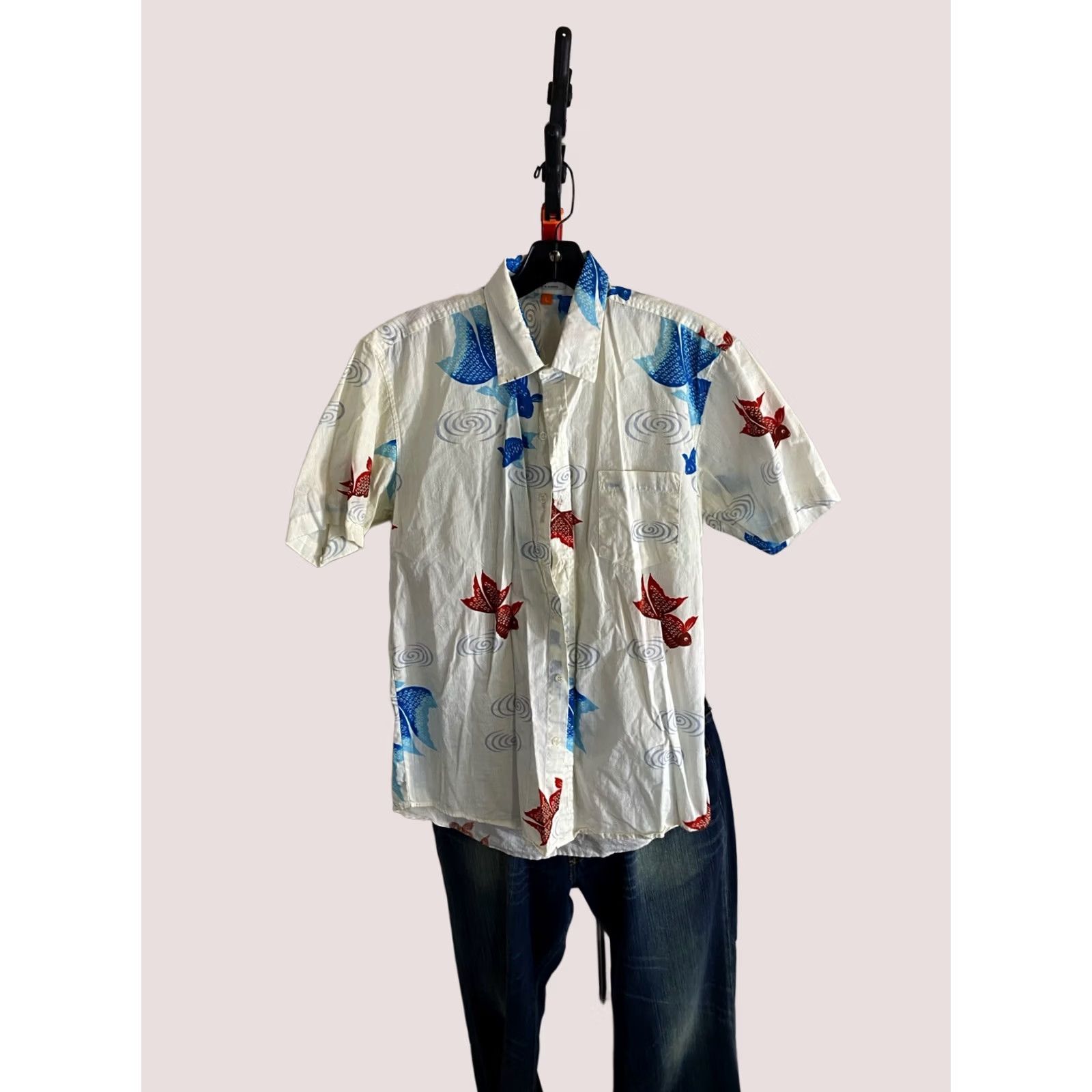 Vintage Riphon Bangkok Batik Fish SHIRT Marked Large L FITS Medium M Length 32 Size US M / EU 48-50 / 2 - 1 Thumbnail