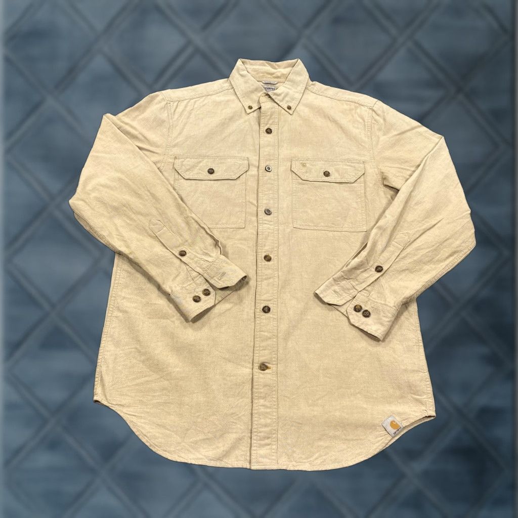 Carhartt Carhartt Shirt Mens S Beige Twill Long Sleeve Button Up Pockets Workwear Size US S / EU 44-46 / 1 - 1 Thumbnail