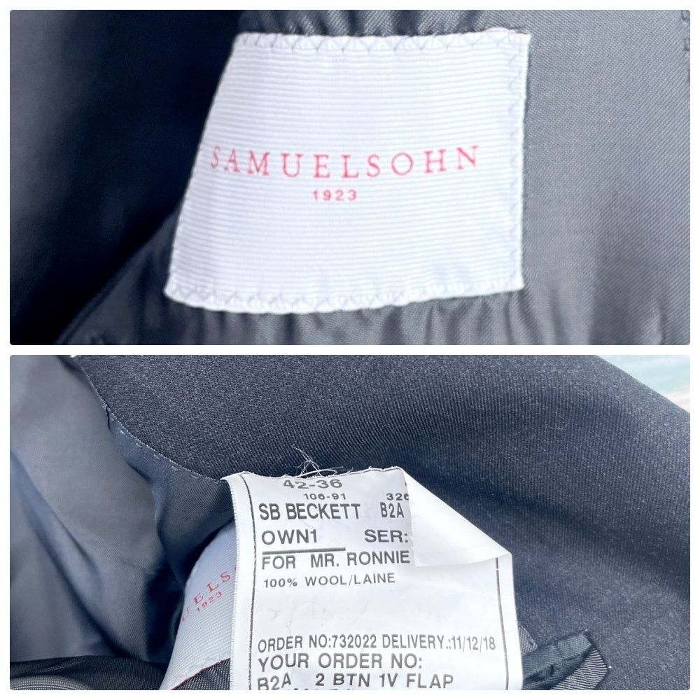 Samuelsohn Samuelsohn Wool Beckett Super 150s Suit Charcoal Mens 42R Size 42R - 14 Thumbnail
