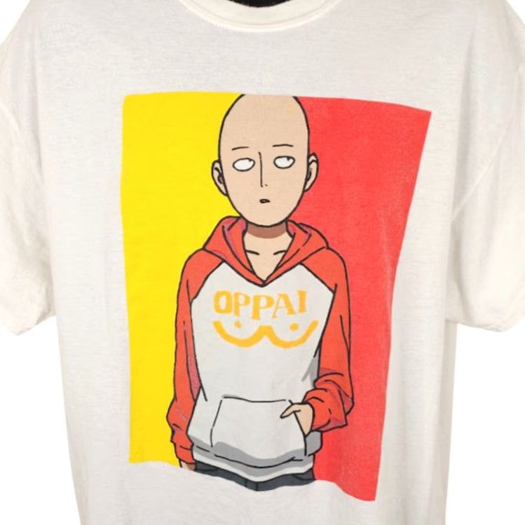 Vintage One Punch Man T Shirt Mens XL White Oppai Japanese Manga Series Shirt Mens XL White Oppai Anime T-Shirt Size US XL / EU 56 / 4 - 2 Thumbnail