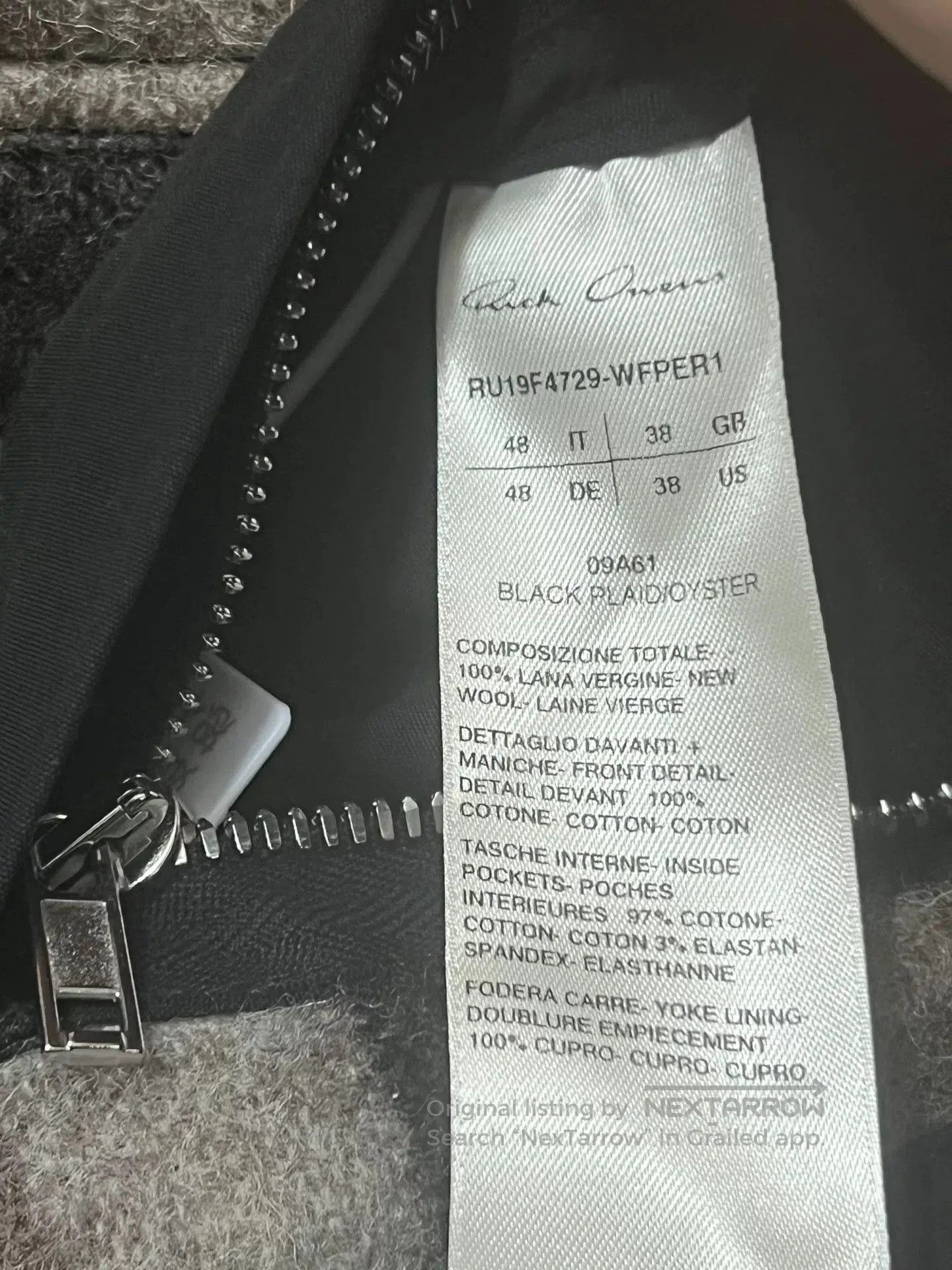 Rick Owens Rick Owens Larry Season Wool Check Jacket. Size US M / EU 48-50 / 2 - 5 Thumbnail