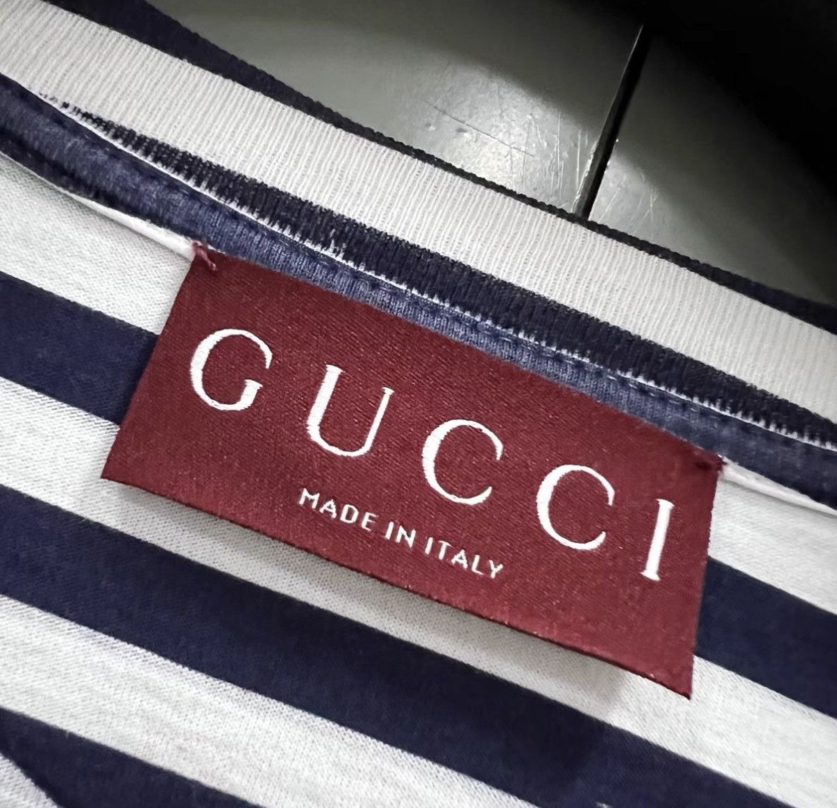 Gucci Gucci 25 Lido Collection Striped Logo Print Short Sleeve J41 Size L / US 10 / IT 46 - 3 Thumbnail