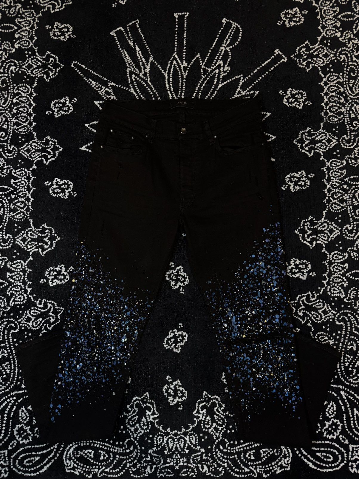 Amiri AMIRI CRYSTAL PAINT SPLATTERED JEANS Size US 34 / EU 50 - 1 Thumbnail