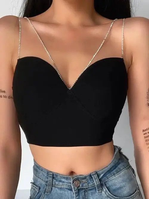 Image of Vintage Top Women Summer Casual Backless Skinny Black