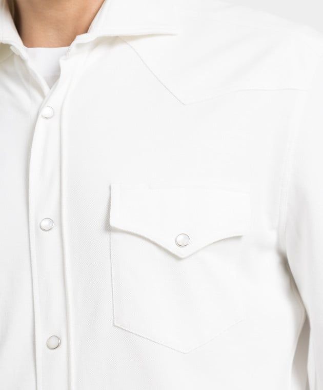 Brunello Cucinelli o1w1db10725 Cotton Leisure Fit Shirt in White Size US XL / EU 56 / 4 - 4 Thumbnail