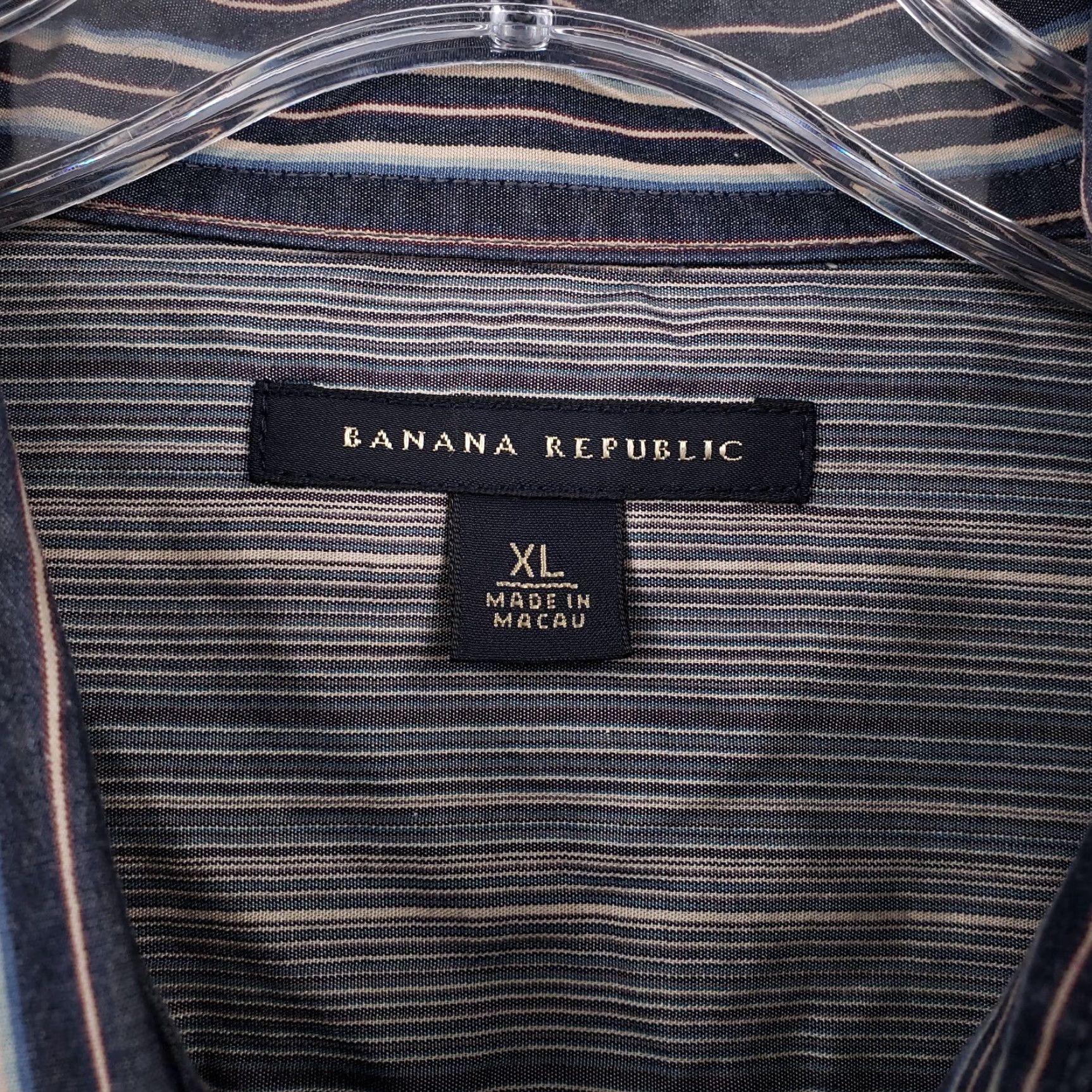 Banana Republic Banana Republic Shirt Mens XL Button-Up Long Sleeve Blue Striped Collared Size US XL / EU 56 / 4 - 7 Thumbnail