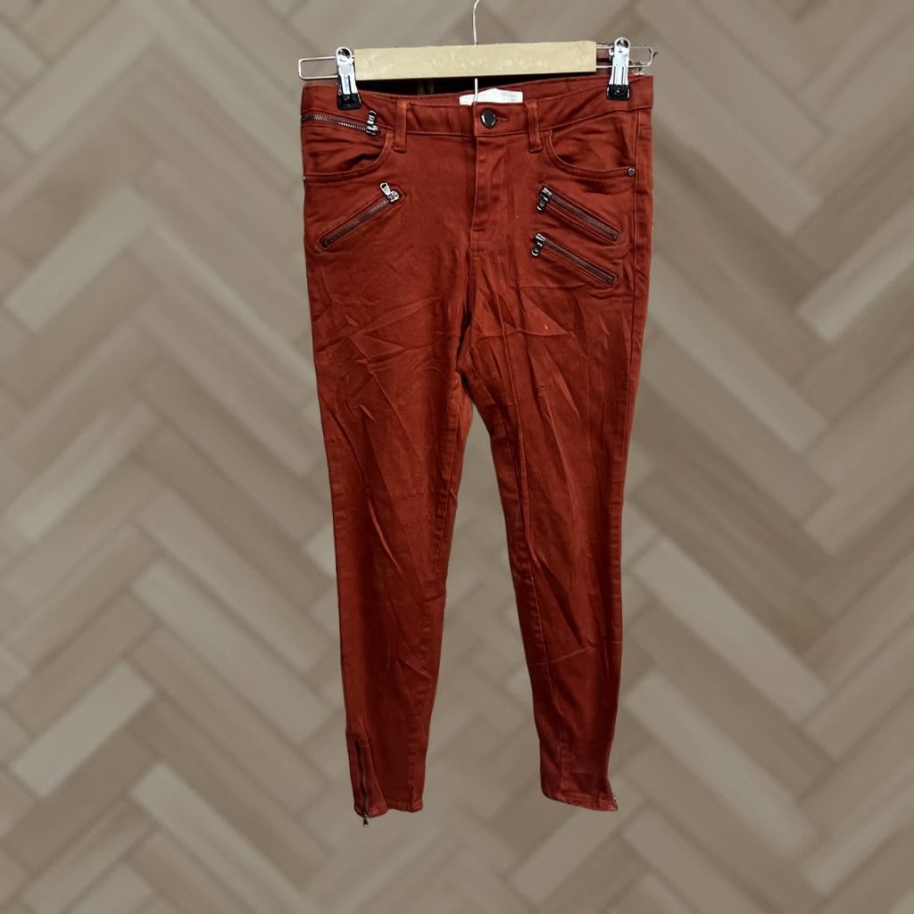 Zara Zara Jeans Womens Red Denim Zipper Skinny Slim Regular 4 Jeans Pants Size 27" / US 4 / IT 40 - 1 Thumbnail