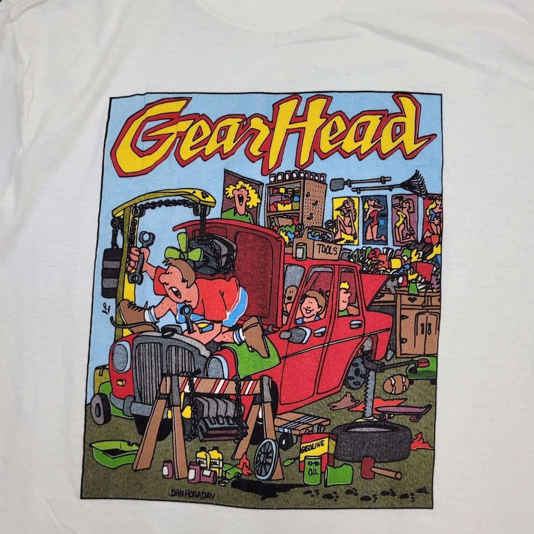Vintage VINTAGE 80s Gear-Head Car Repair Comic Shirt M 20x26 Auto-Shop Humor Shirt M White Nike? Size US M / EU 48-50 / 2 - 7 Thumbnail
