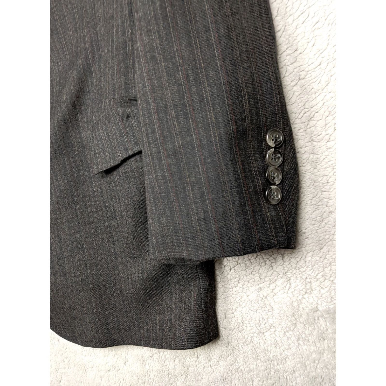 Vintage Arnol d Palmer II Mens 46R Gray Pinstripe Blazer Jacket 2 Button Notch Lapel Four-Button Single-Breasted Wool 45% Wool Casual Formal Business Men Size 46R - 2 Thumbnail