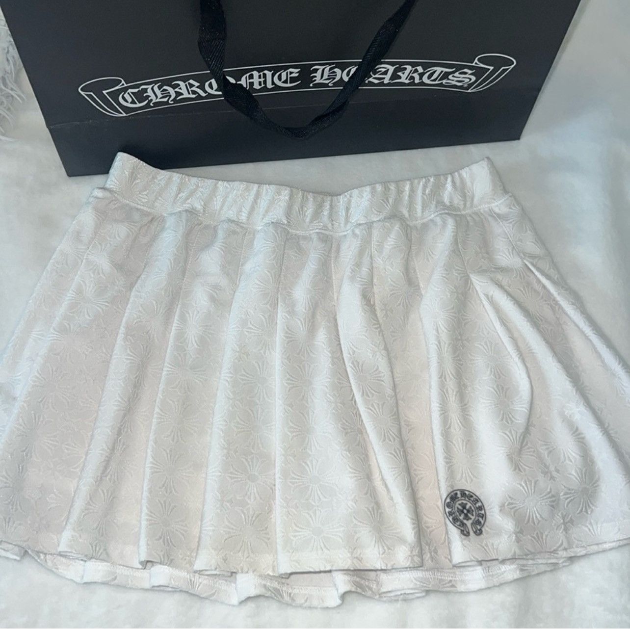 image of Chrome Hearts Stage Five Skirt in White, Women's (Size 27)