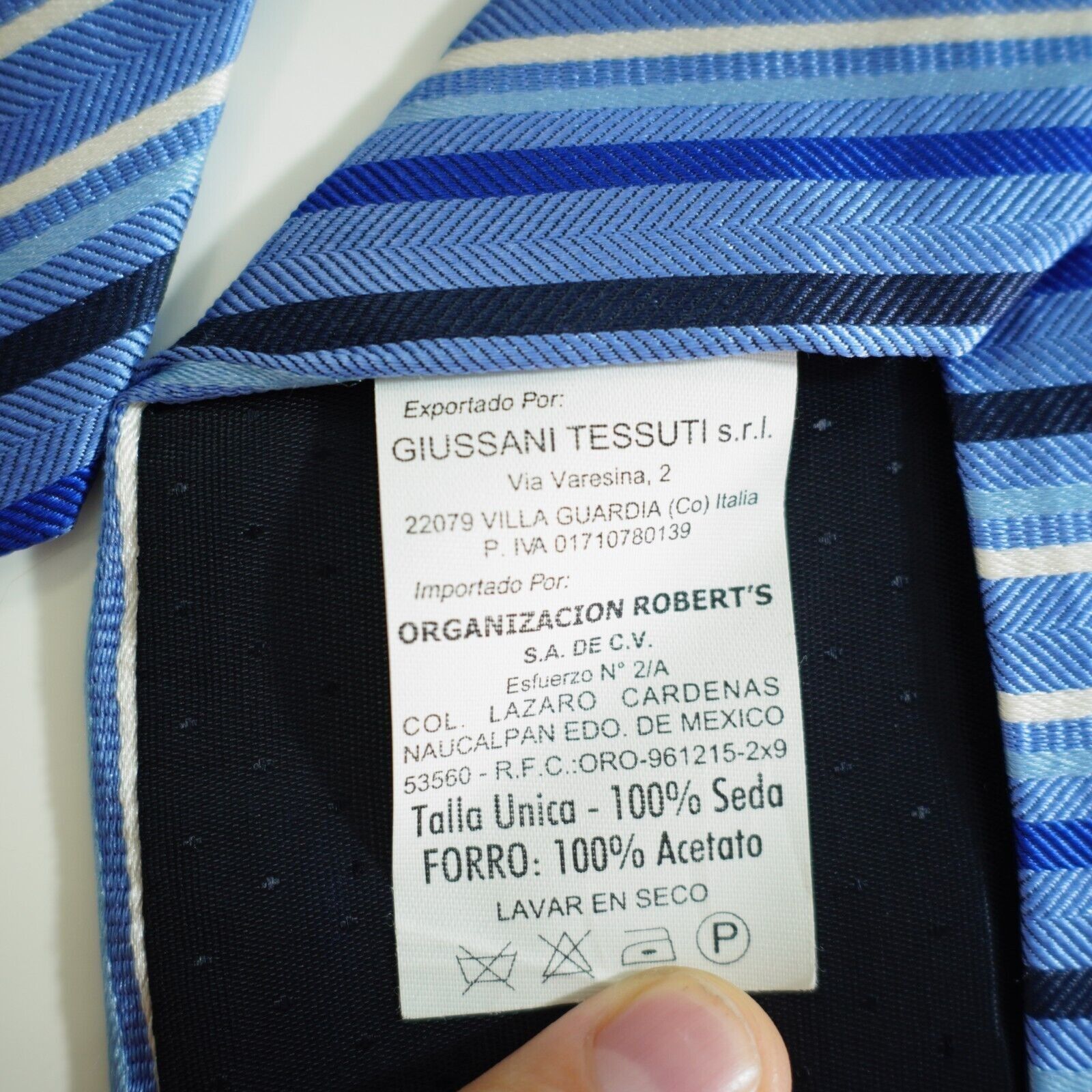 Designer Robert's Italy Blue Striped Woven Silk Tie Size ONE SIZE - 5 Thumbnail