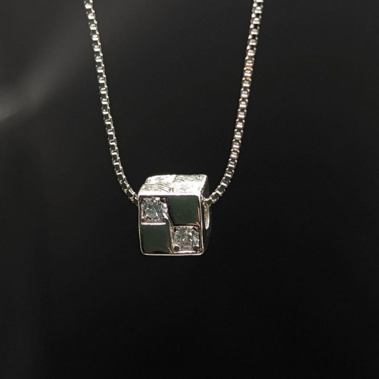 Other Square Cube Pendant Necklace Minimalist Silver 925 NWT Size ONE SIZE - 5 Thumbnail