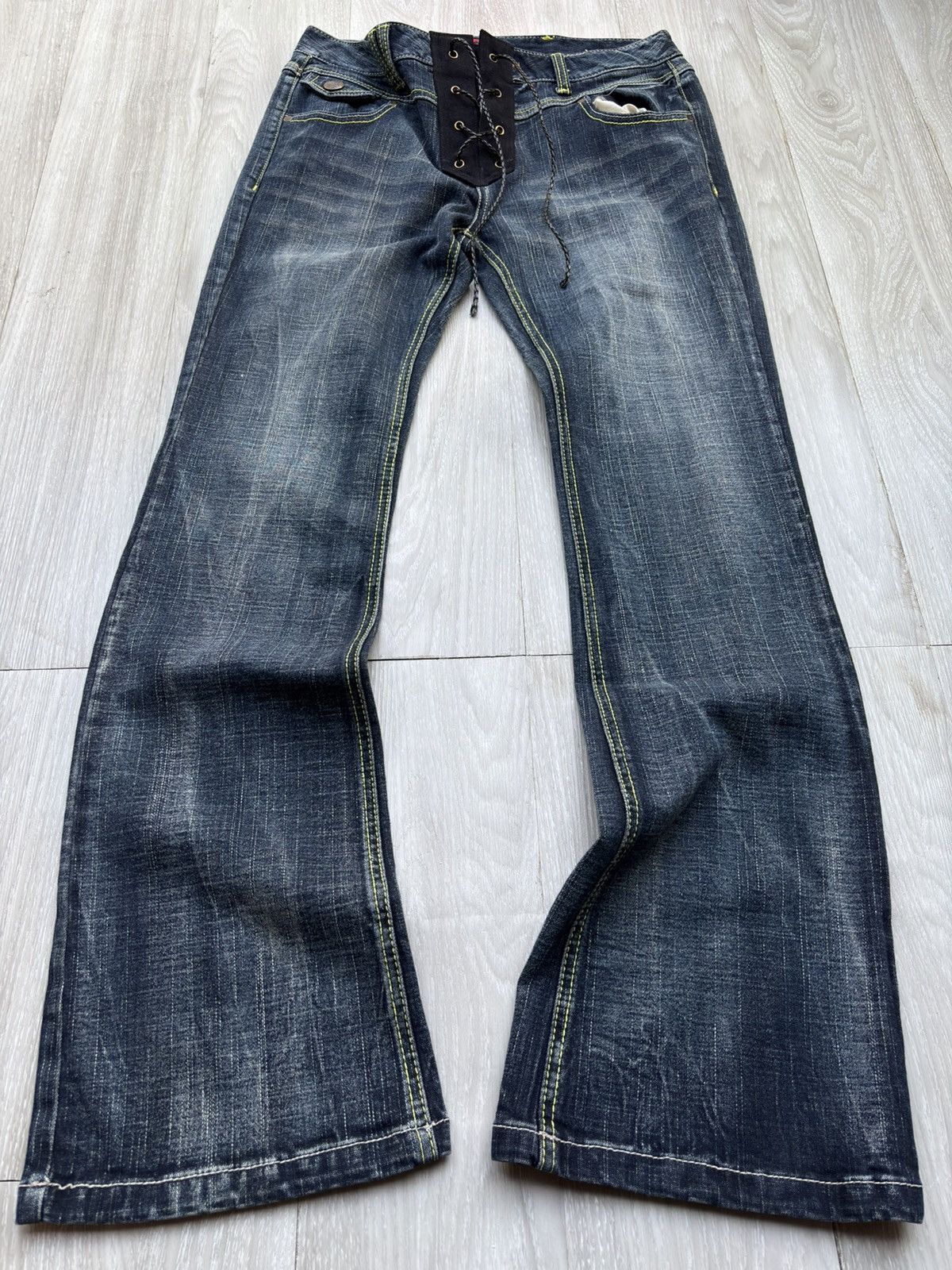 Japanese Brand BCBS lace up flare jeans Size US 31 - 1 Thumbnail