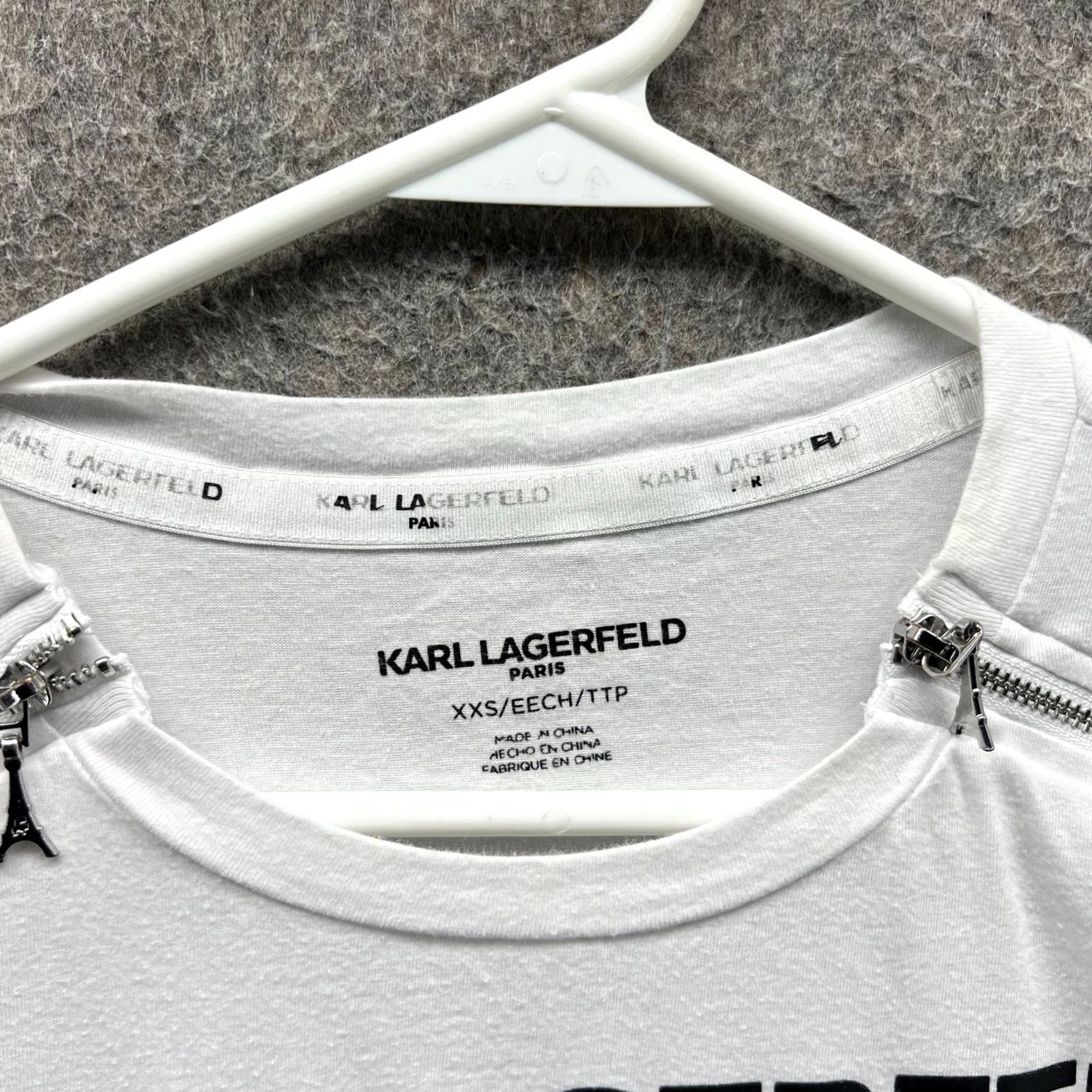 Karl Lagerfeld Karl Lagerfeld Shirt Womens XXS White Black Striped Eiffel Tower Embellished Tee Size XXS / US 00 / IT 34 - 7 Thumbnail