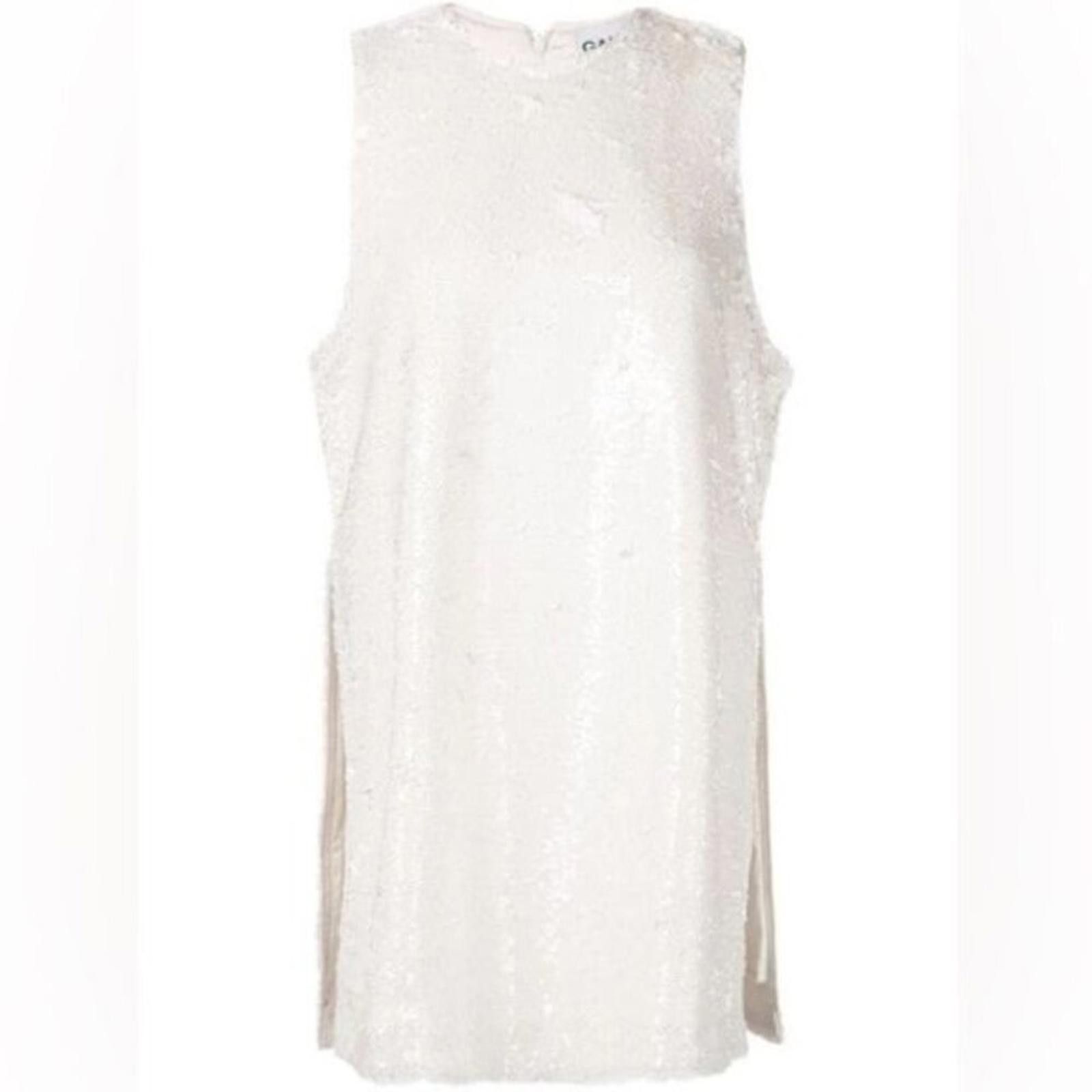 Gianni Valentino Ganni Flip Sequin Sleeveless Top (White) Size M / US 6-8 / IT 42-44 - 1 Thumbnail
