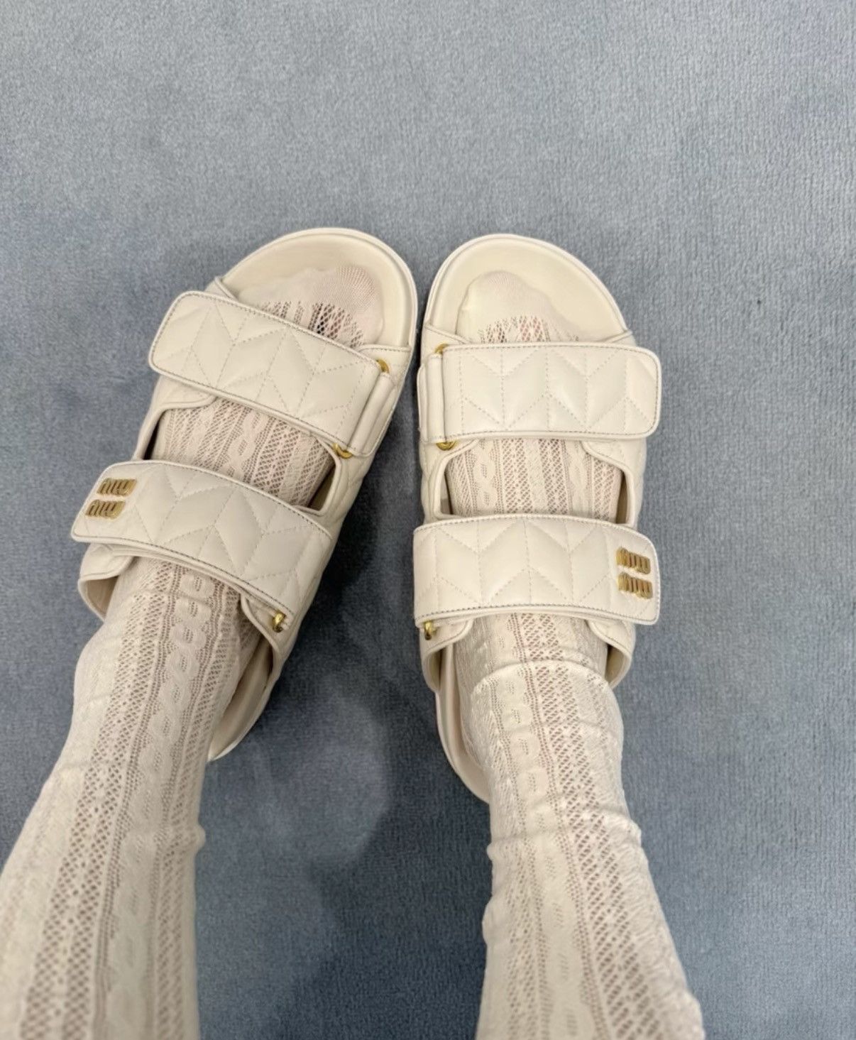 Miu Miu Miu Miu White Velcro Sandals Beach Slides K6 Size US 6 / IT 36 - 9 Thumbnail