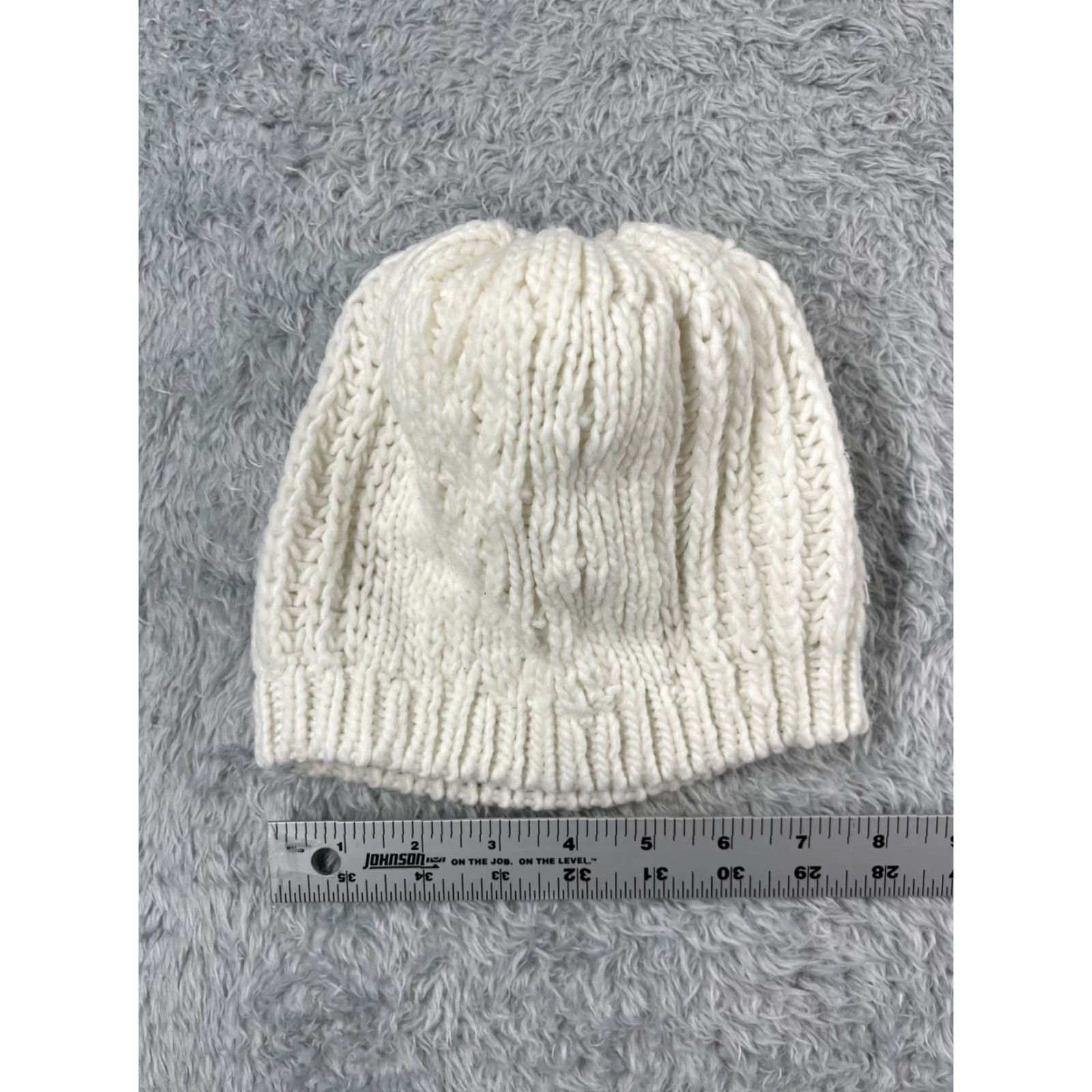 Vintage Capelli New York Beanie Womens Medium White Acrylic Knit Pearls Ski Pom Size ONE SIZE - 6 Thumbnail