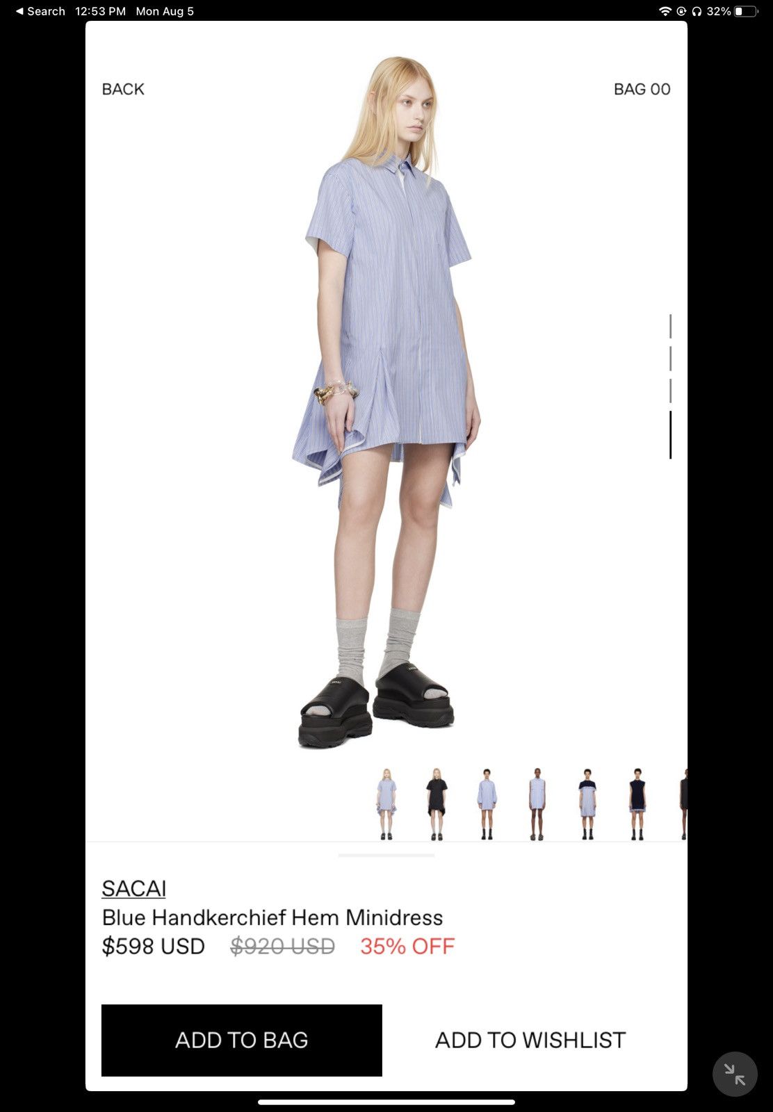 Sacai Sacai Blue Handkerchief Hem Minidress Size S / US 4 / IT 40 - 10 Thumbnail