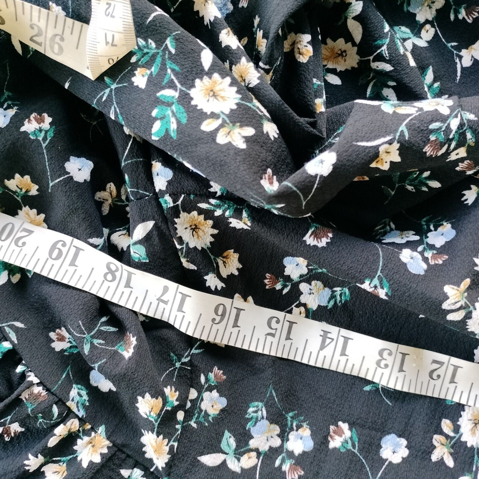 Designer 8 Birdies Crop Top Floral Bell Sleeve Tie Front Plunge Size M / US 6-8 / IT 42-44 - 9 Thumbnail