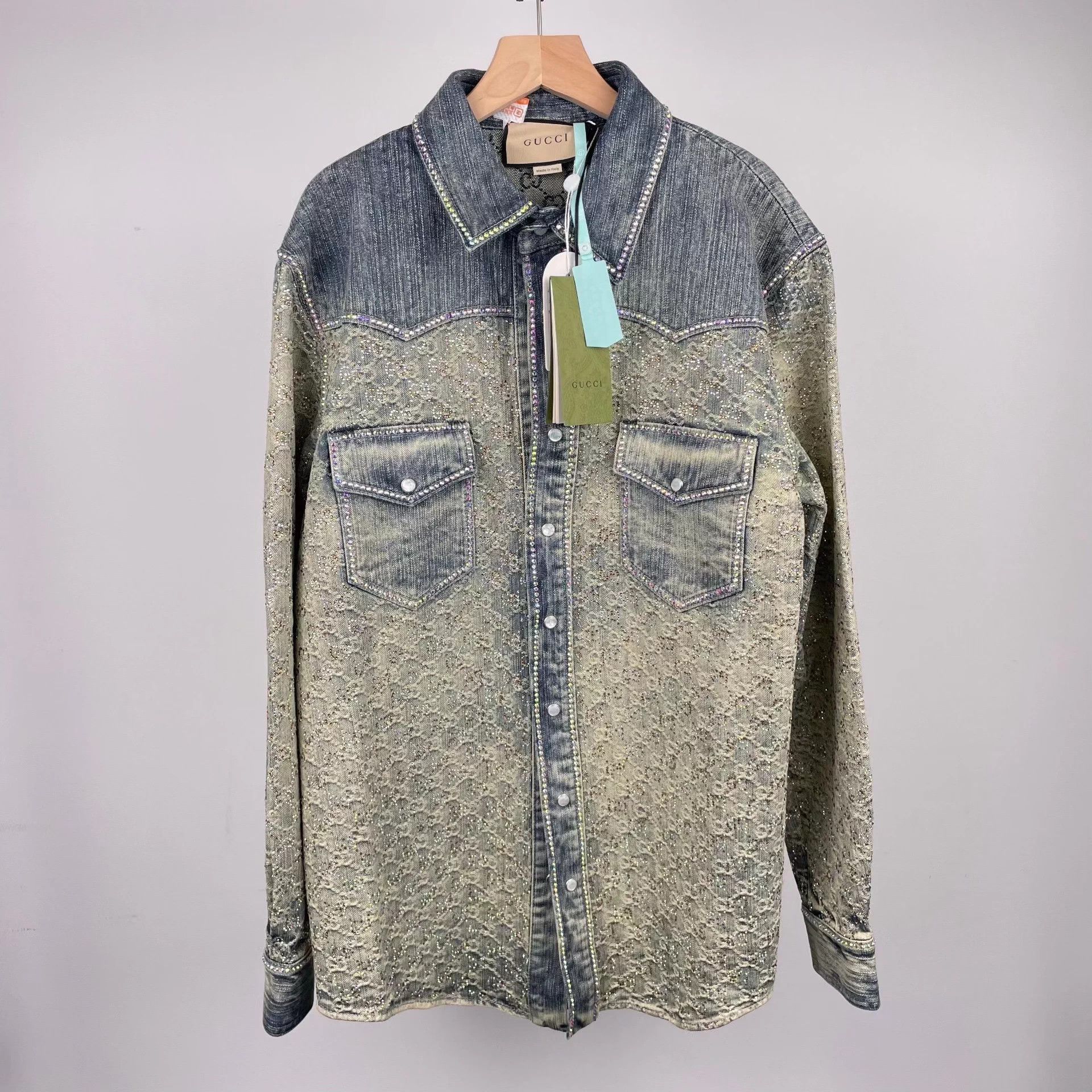 Gucci Gucci Distressed Blue Denim Jacket Paved Crystals 48 NWT Size US M / EU 48-50 / 2 - 1 Thumbnail