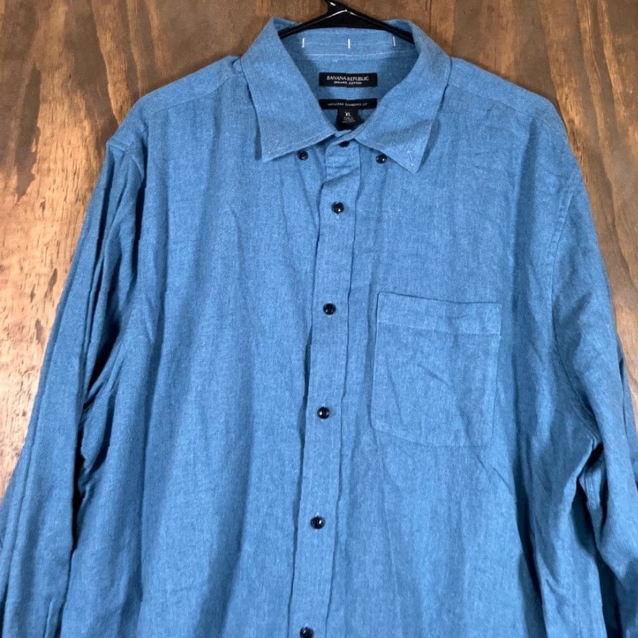 Banana Republic Banana Republic Shirt Blue XL Button-Down Untucked Regular Fit Mens Long Sleeve Casual Workwear Preppy Button-Up Size US XL / EU 56 / 4 - 2 Thumbnail