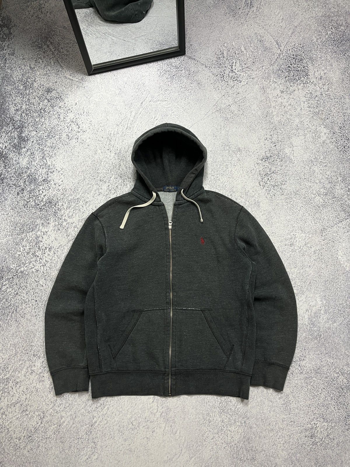 Polo Ralph Lauren × Ralph Lauren Polo Ralph Lauren Grey Zip Up Hoodie Red Pony Hype PRL Y2K Size US L / EU 52-54 / 3 - 1 Thumbnail
