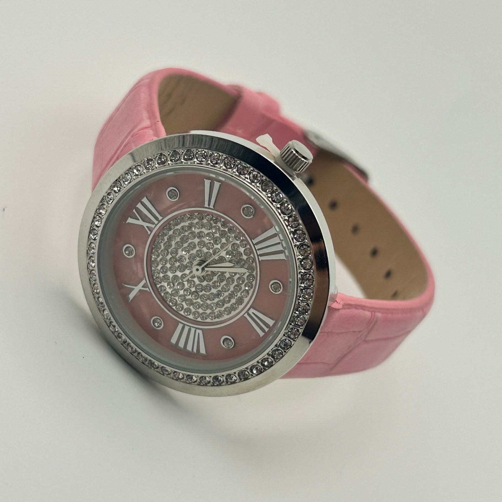 Other Genevex by Croton Womens Silver-Tone Pink Band Quartz Watch Size ONE SIZE - 4 Thumbnail