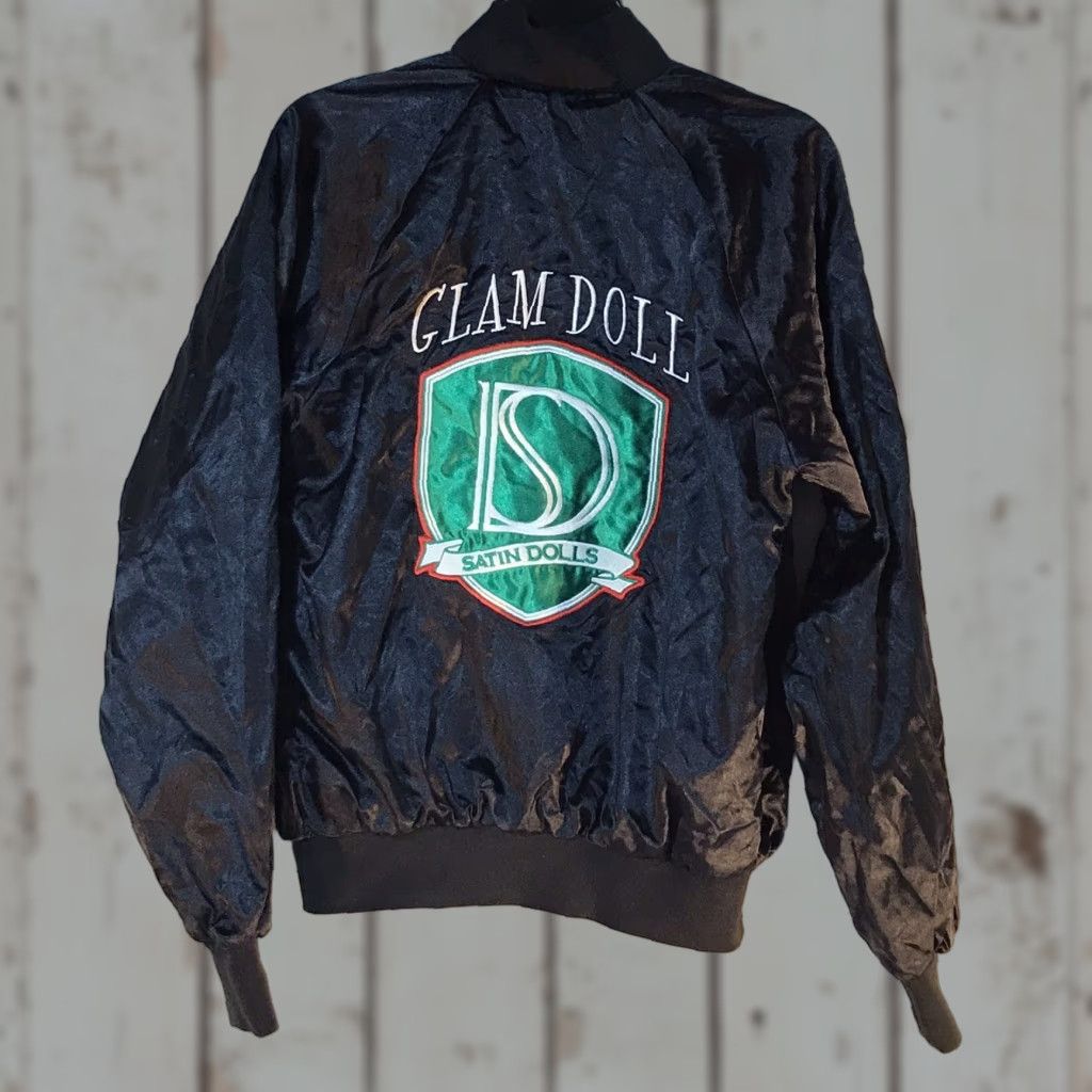 Augusta Sportswear VINTAGE Augusta Sportswear Satin Dolls Embroidered Black Satin Jacket Women's Size S 1980s Rockabilly Size S / US 4 / IT 40 - 1 Thumbnail