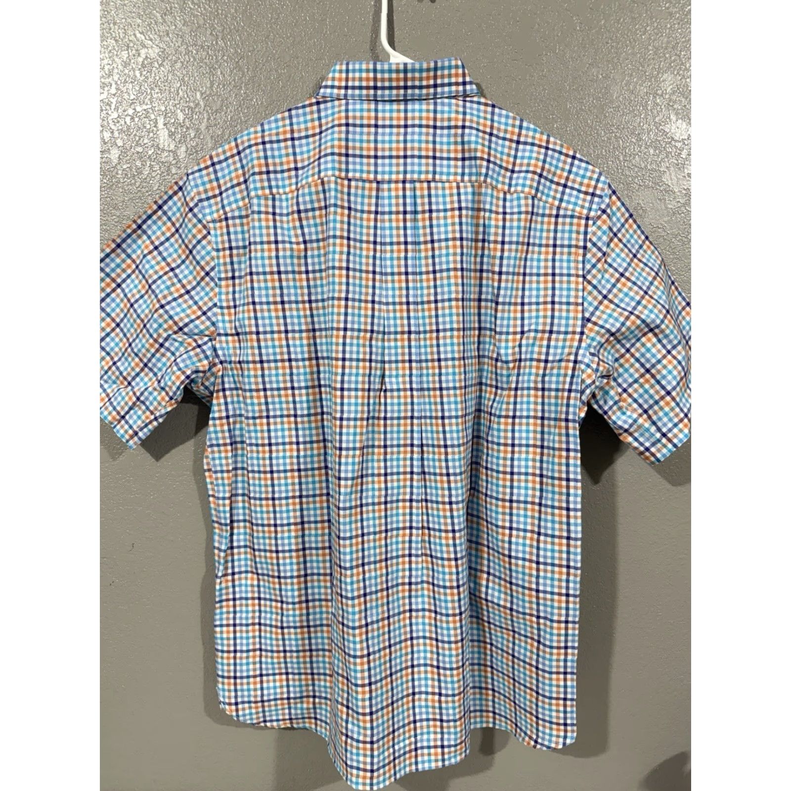 Cremieux Daniel Cremieux Shirt Mens L Blue Orange Plaid Signature Collection Button Short Sleeve Shirt Size US L / EU 52-54 / 3 - 6 Thumbnail