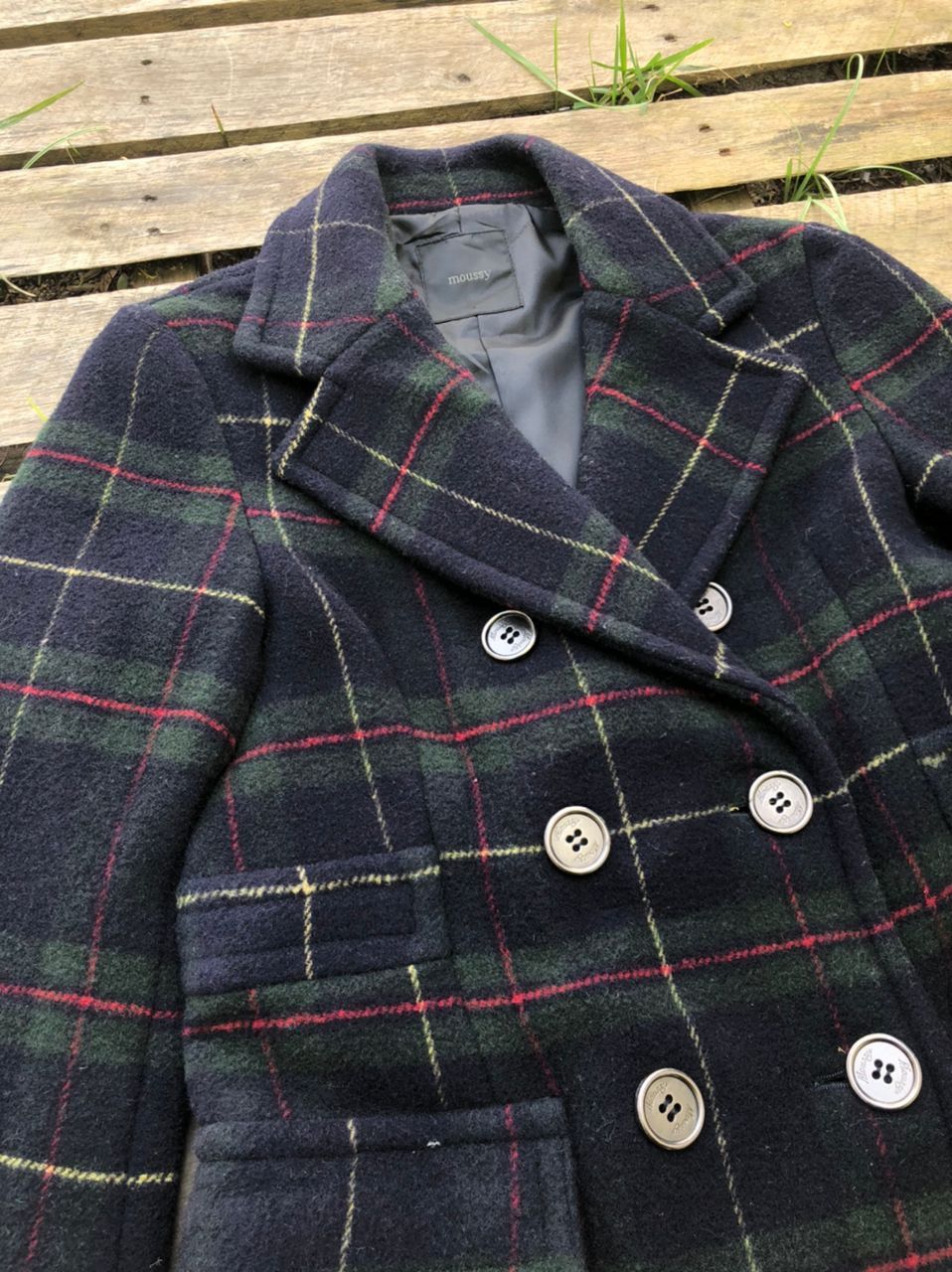 Japanese Brand × MOUSSY Moussy Tartan Wool Coat Jacket Size US S / EU 44-46 / 1 - 3 Thumbnail