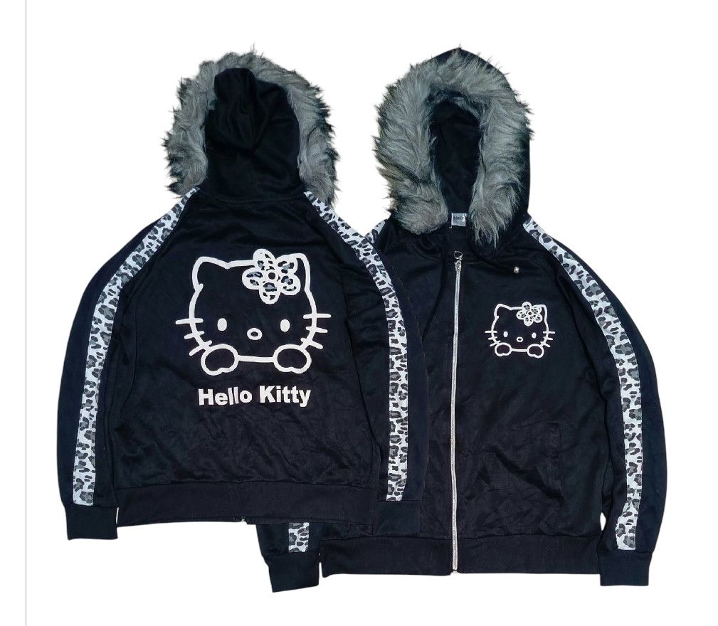 Cartoon Network 2000s Hello Kitty Camo Stripes Fur hoodie Zipper Lgb Style Size L / US 10 / IT 46 - 1 Thumbnail