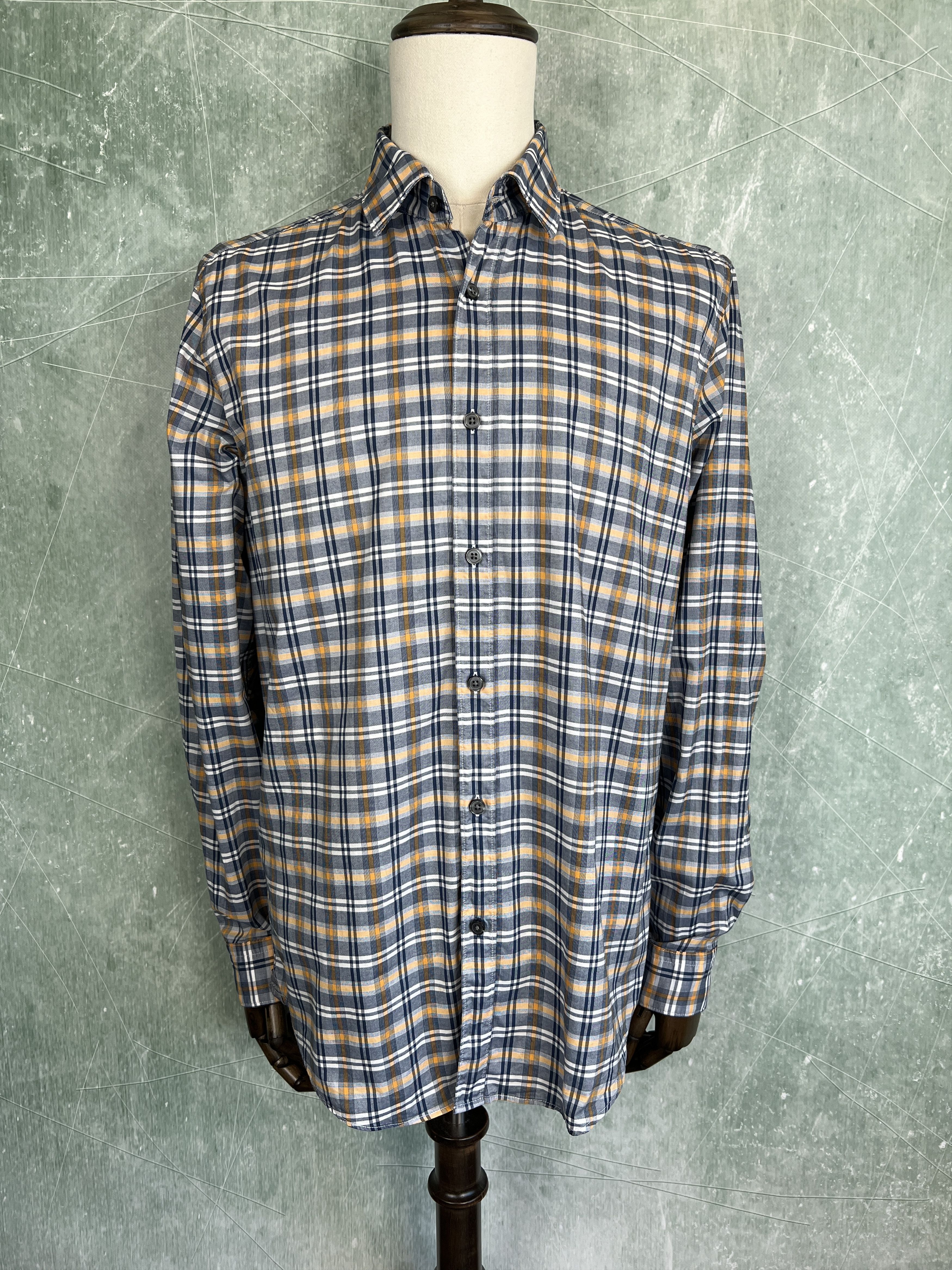 Hugo Boss Hugo Boss Regular Fit Checked Shirt – Blue/Orange – Size L Size US L / EU 52-54 / 3 - 10 Thumbnail