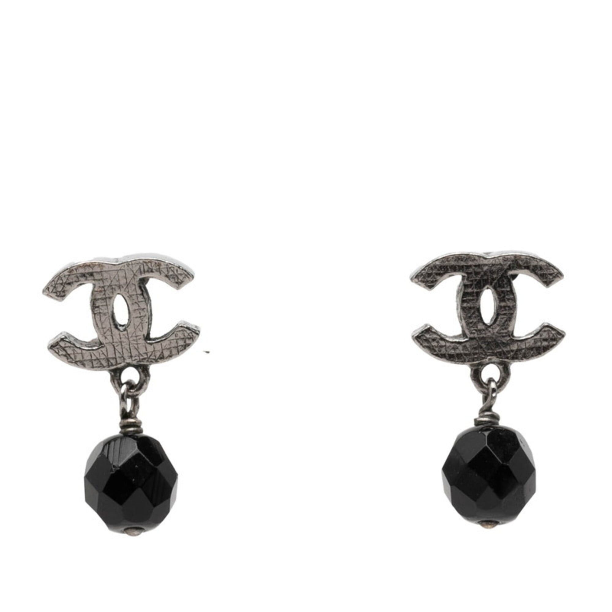Chanel Chanel Coco Mark Earrings, Silver and Black Metal, Women's CHANEL Size ONE SIZE - 1 Thumbnail