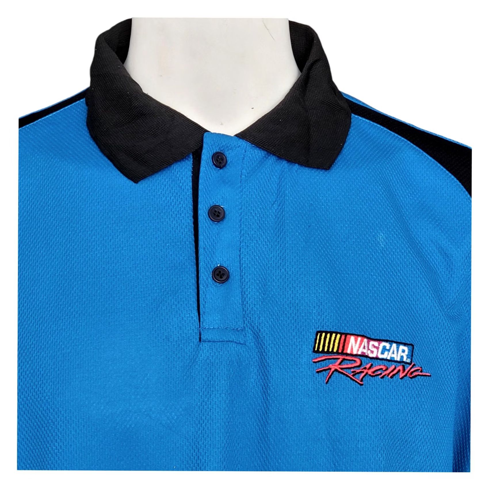 Vintage VINTAGE NASCAR Checkered Flag Sports Polo Shirt - Men's Size M - 100% Polyester - Blue/Black - Embroidered NASCAR Logo - Racing Theme - Grade A Size US M / EU 48-50 / 2 - 5 Thumbnail